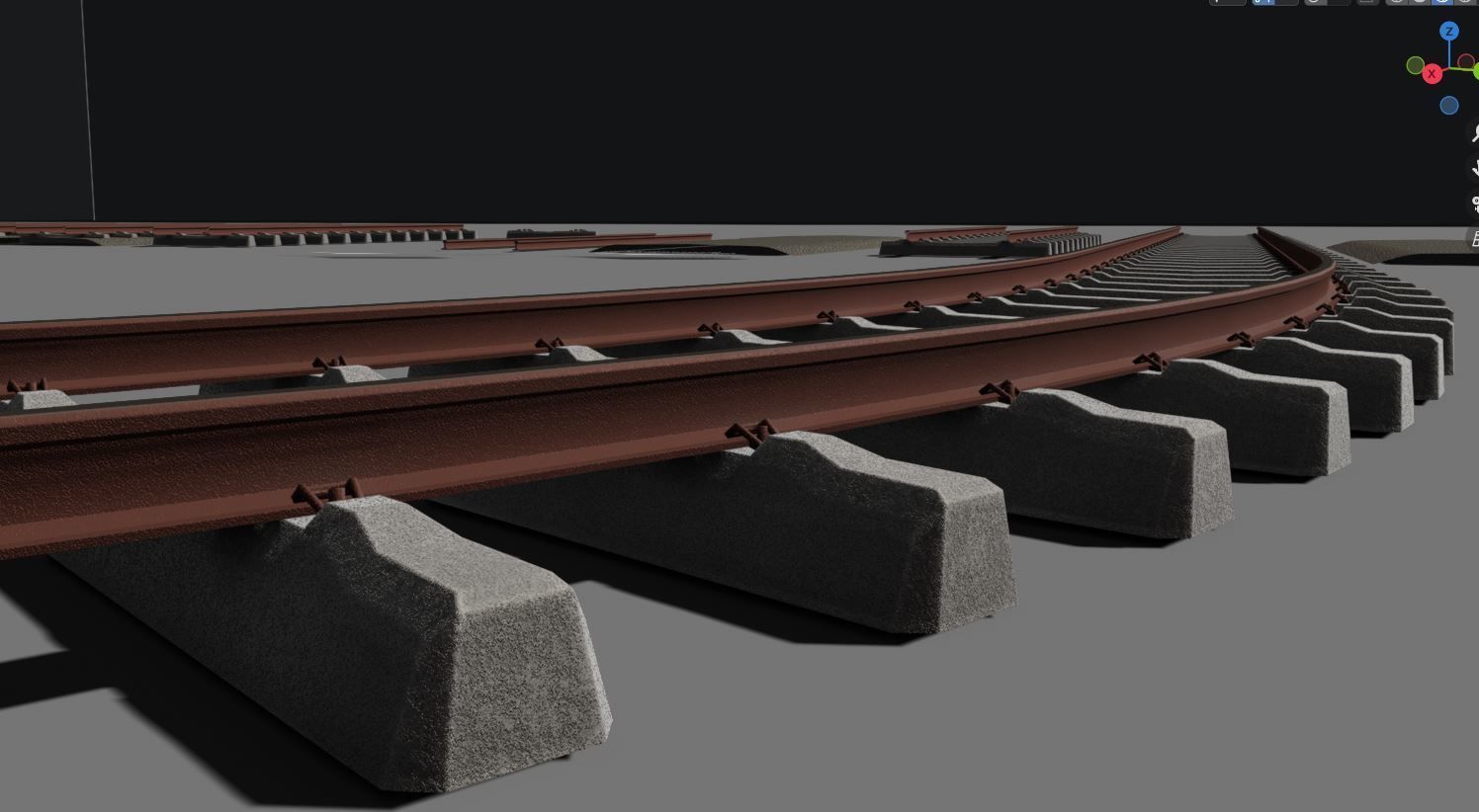 Railway Tracks - Procedural Shader Nodes - Curve-Based Editable 3D model_15