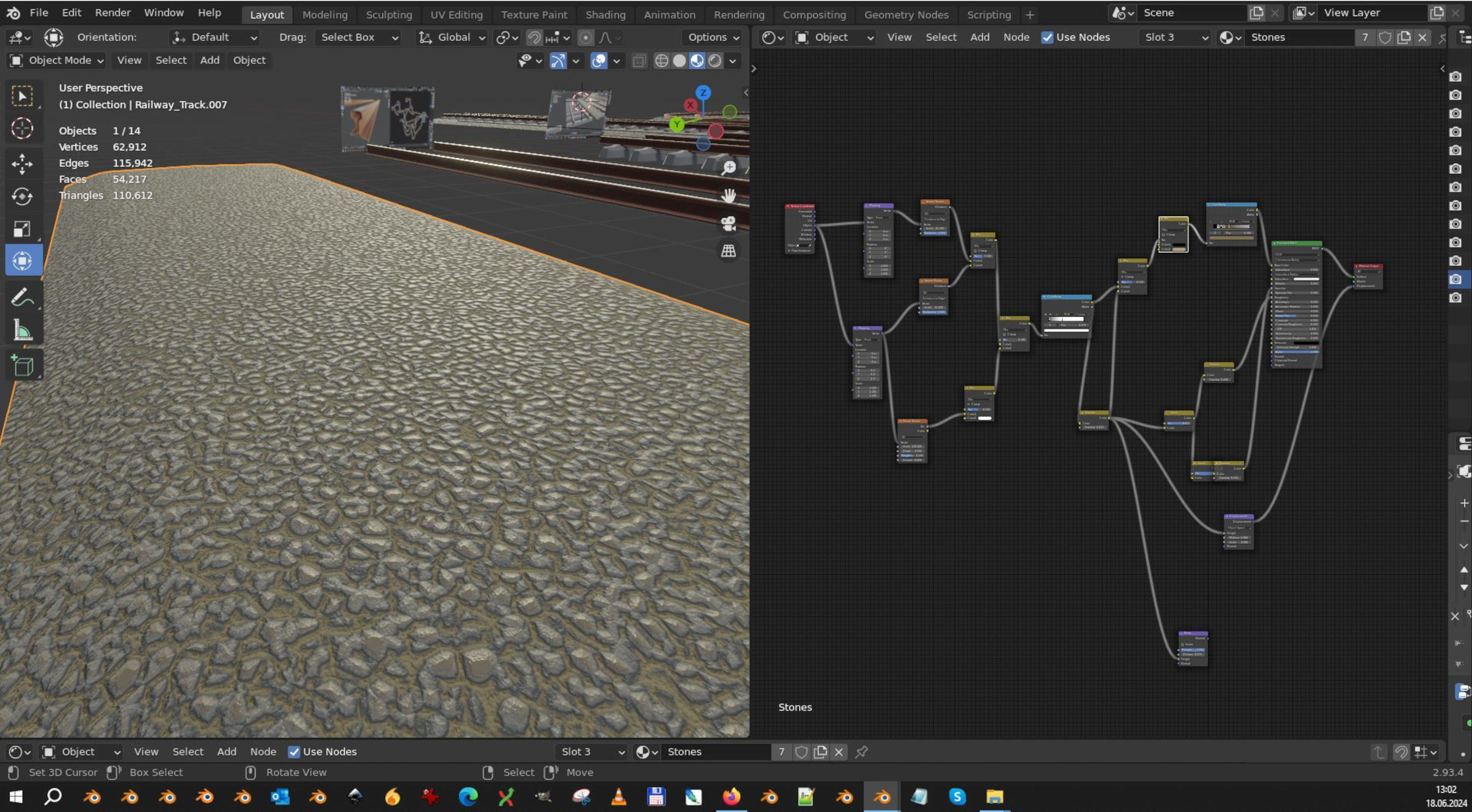 Railway Tracks - Procedural Shader Nodes - Curve-Based Editable 3D model_4