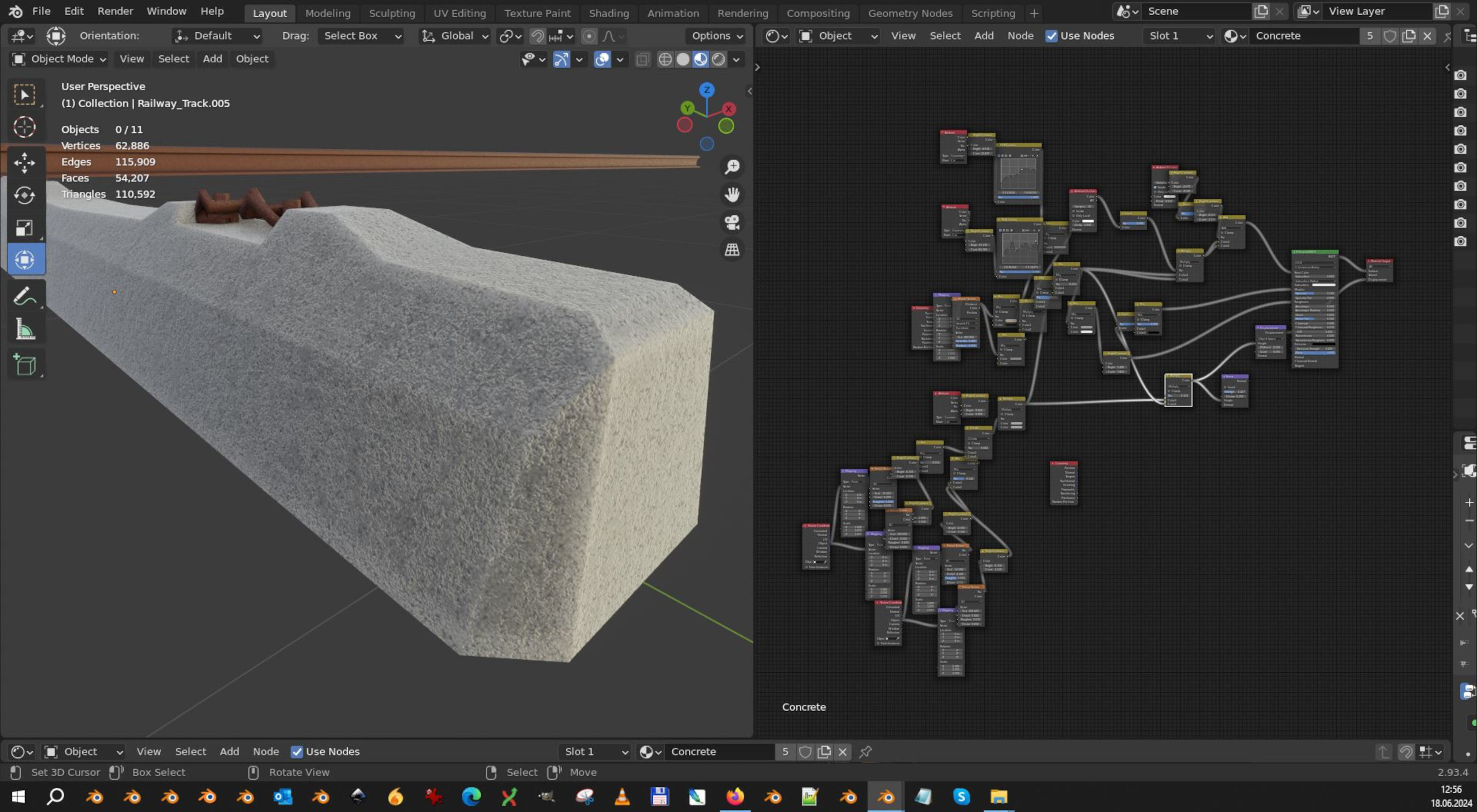 Railway Tracks - Procedural Shader Nodes - Curve-Based Editable 3D model_5