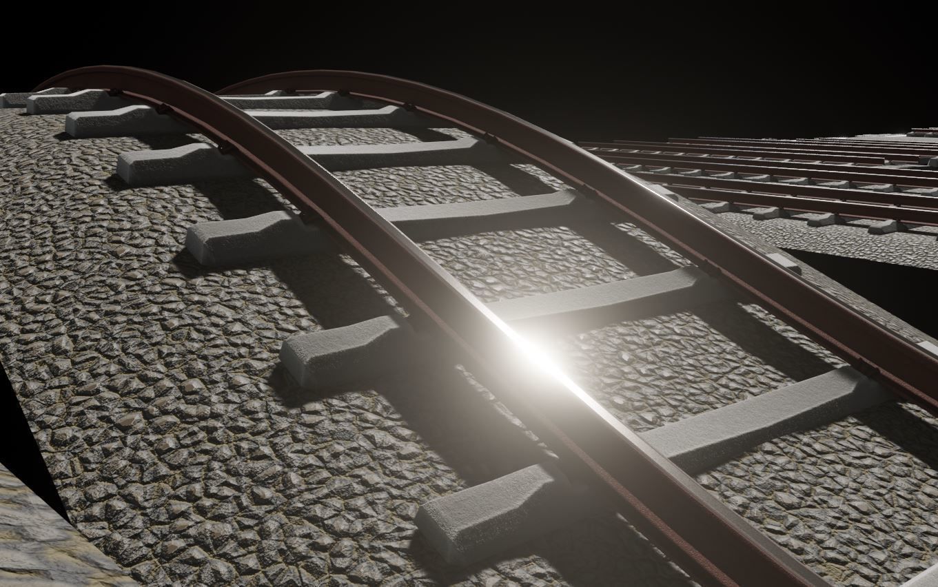 Railway Tracks - Procedural Shader Nodes - Curve-Based Editable 3D model_1