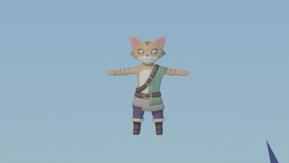 LowPoly warrior cat forest - Trees Ground and Rocks Low-poly Low-poly 3D model_1