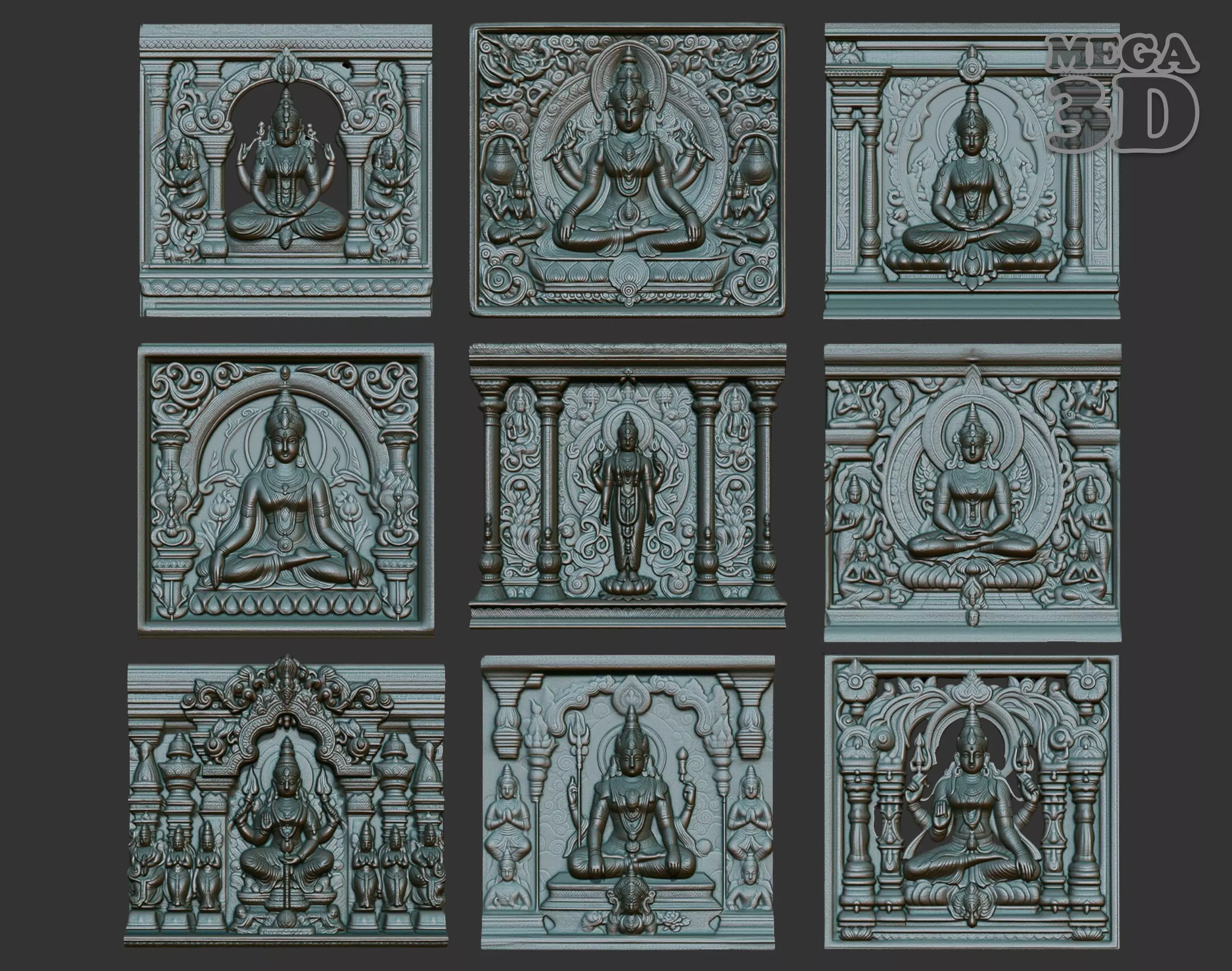 Indian Temple Wall basrelief Pack 240619 3D Model Collection_0