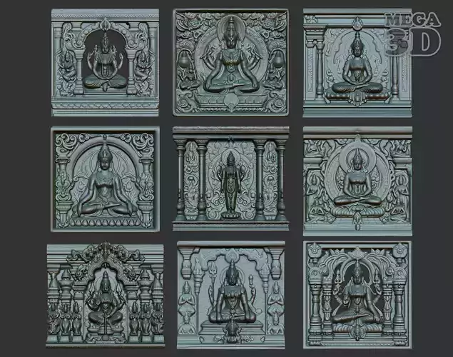Indian Temple Wall basrelief Pack 240619 3D Model Collection