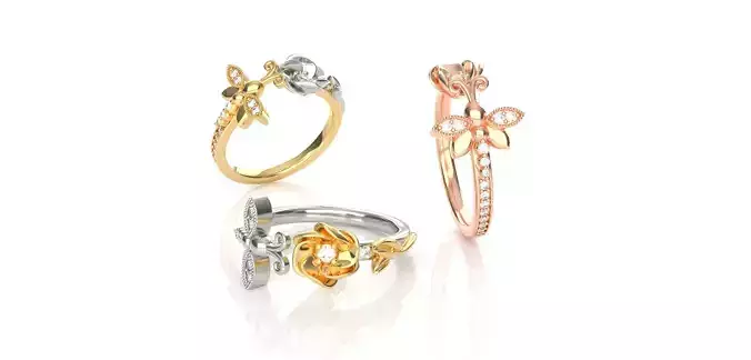 Bee vs Flower Fancy Ring