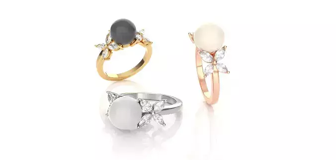Pearl Marquise Cluster Ring