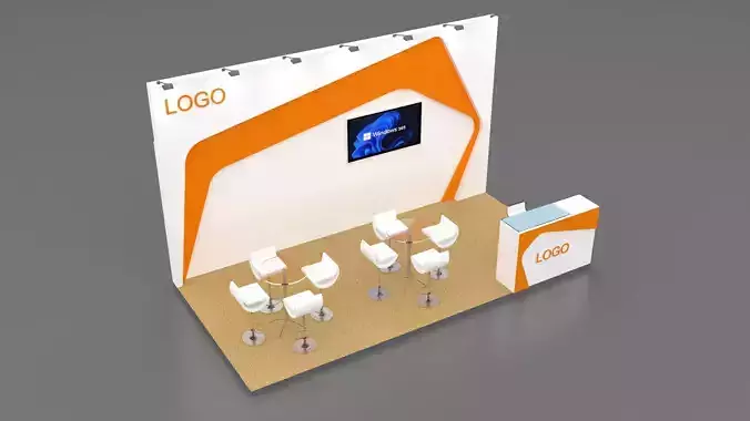 Exhibition Stand 6 meter x 3 meter 3D model