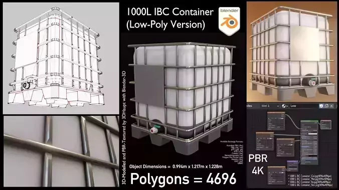 1000L IBC Container Low-poly 3D model