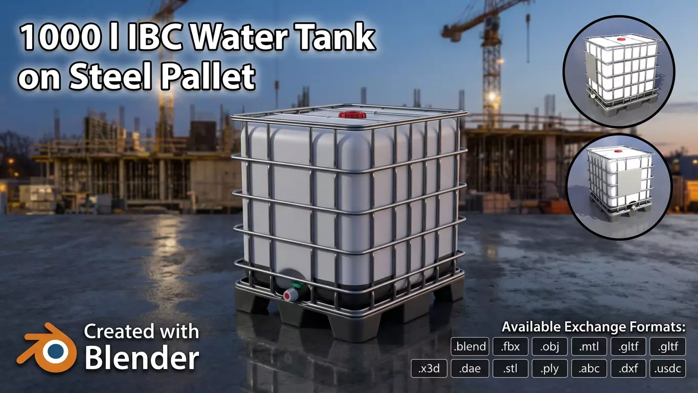 1000L IBC Container Low-poly 3D model