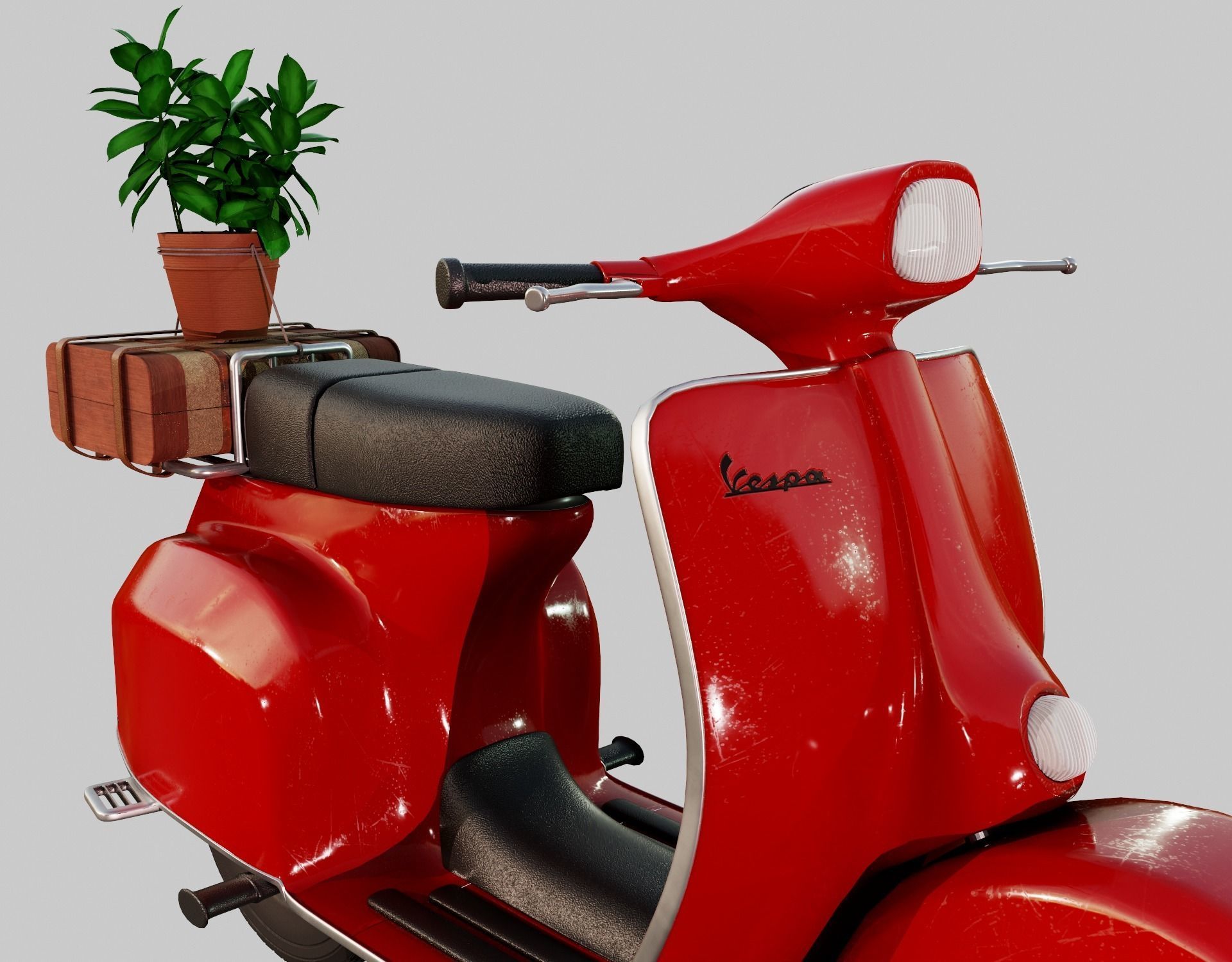 Red Vespa 3D model_9
