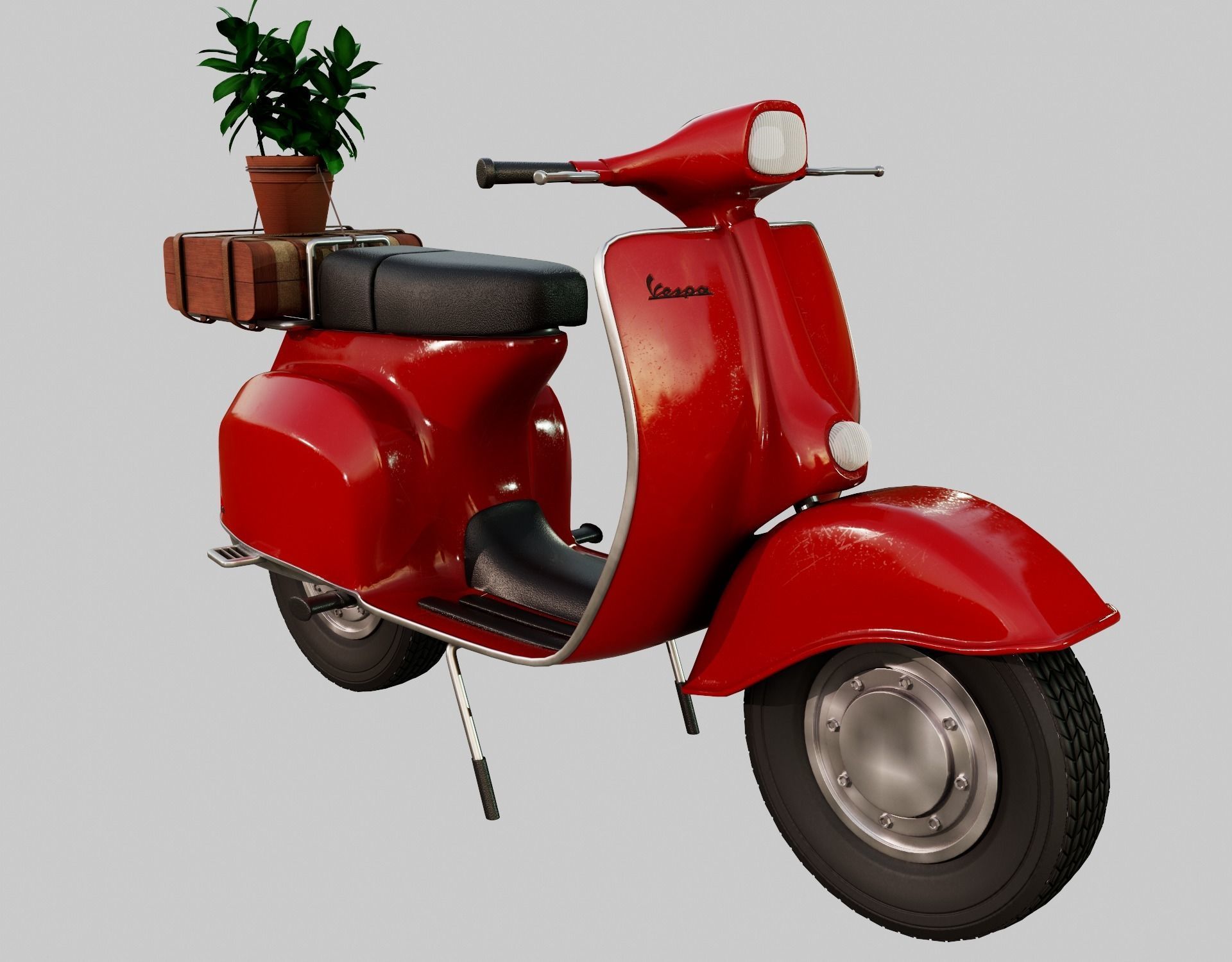 Red Vespa 3D model_7