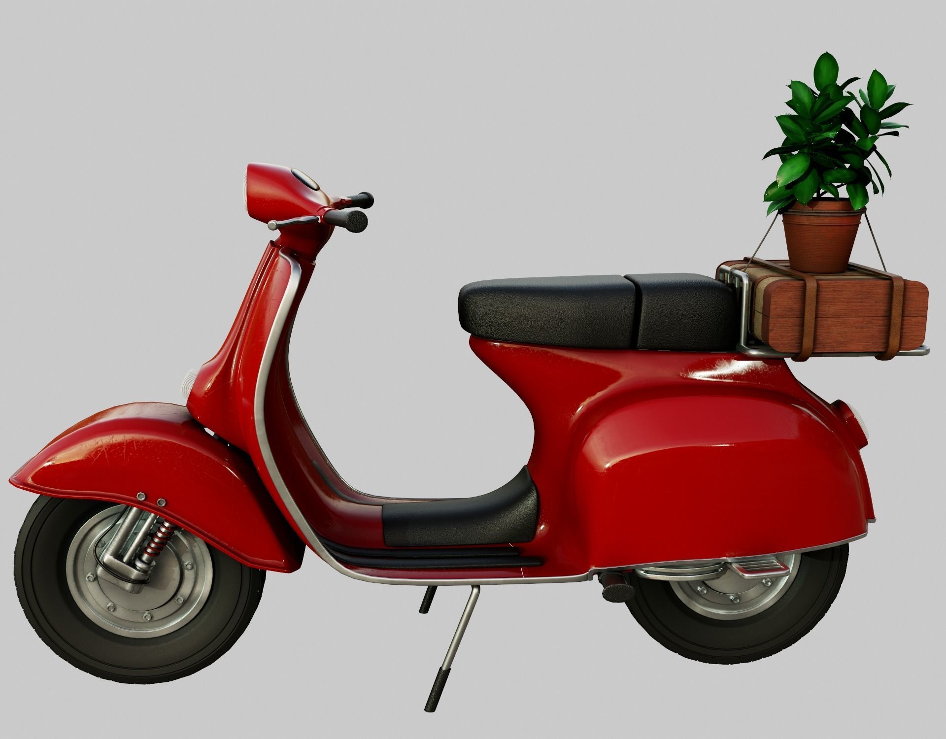Red Vespa 3D model_2