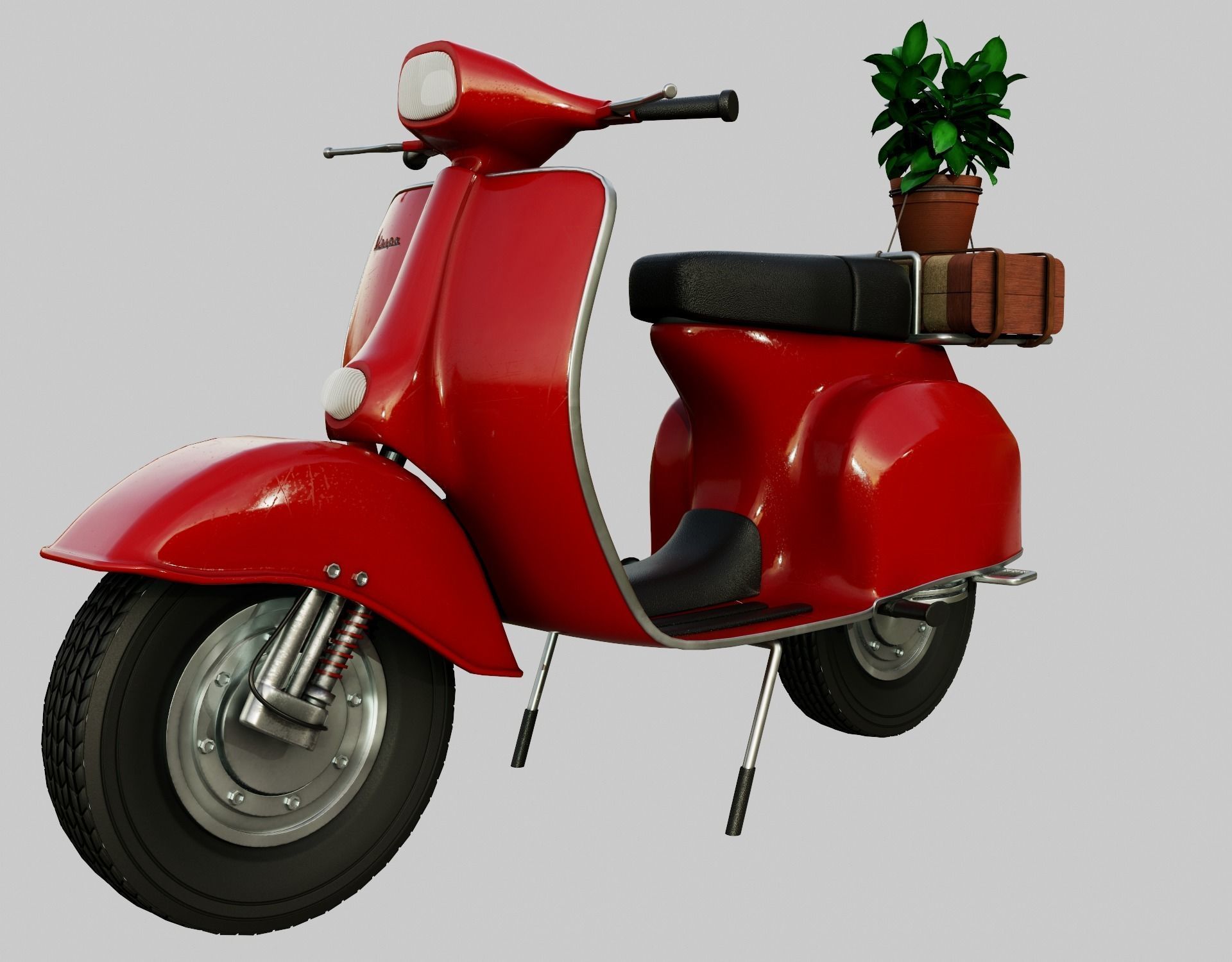 Red Vespa 3D model_1