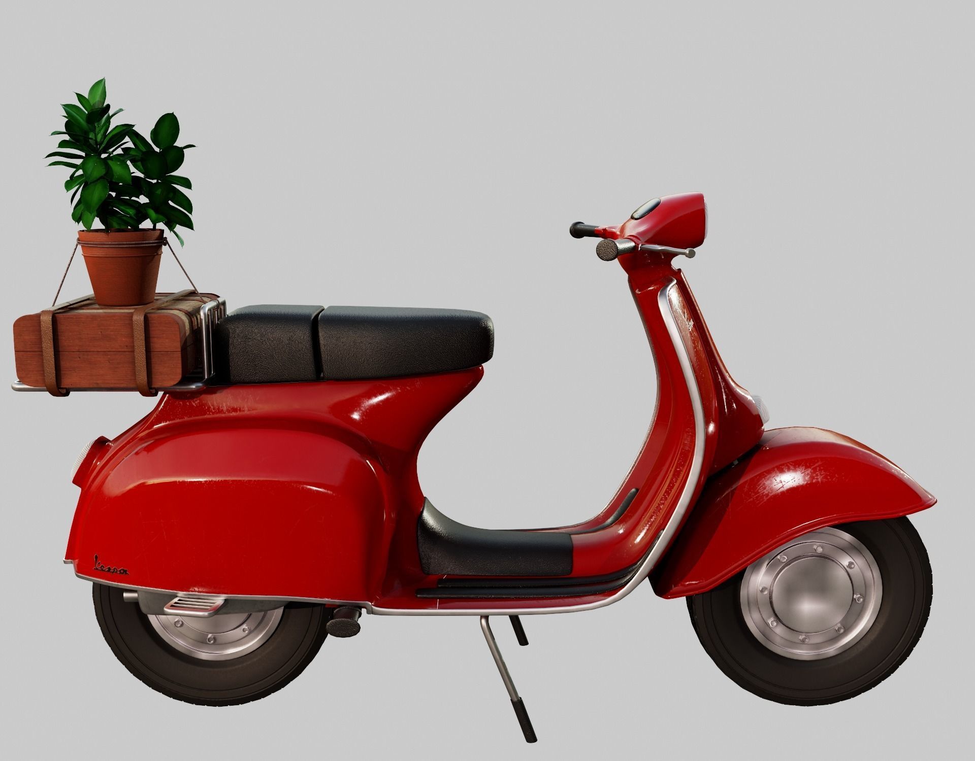 Red Vespa 3D model_3