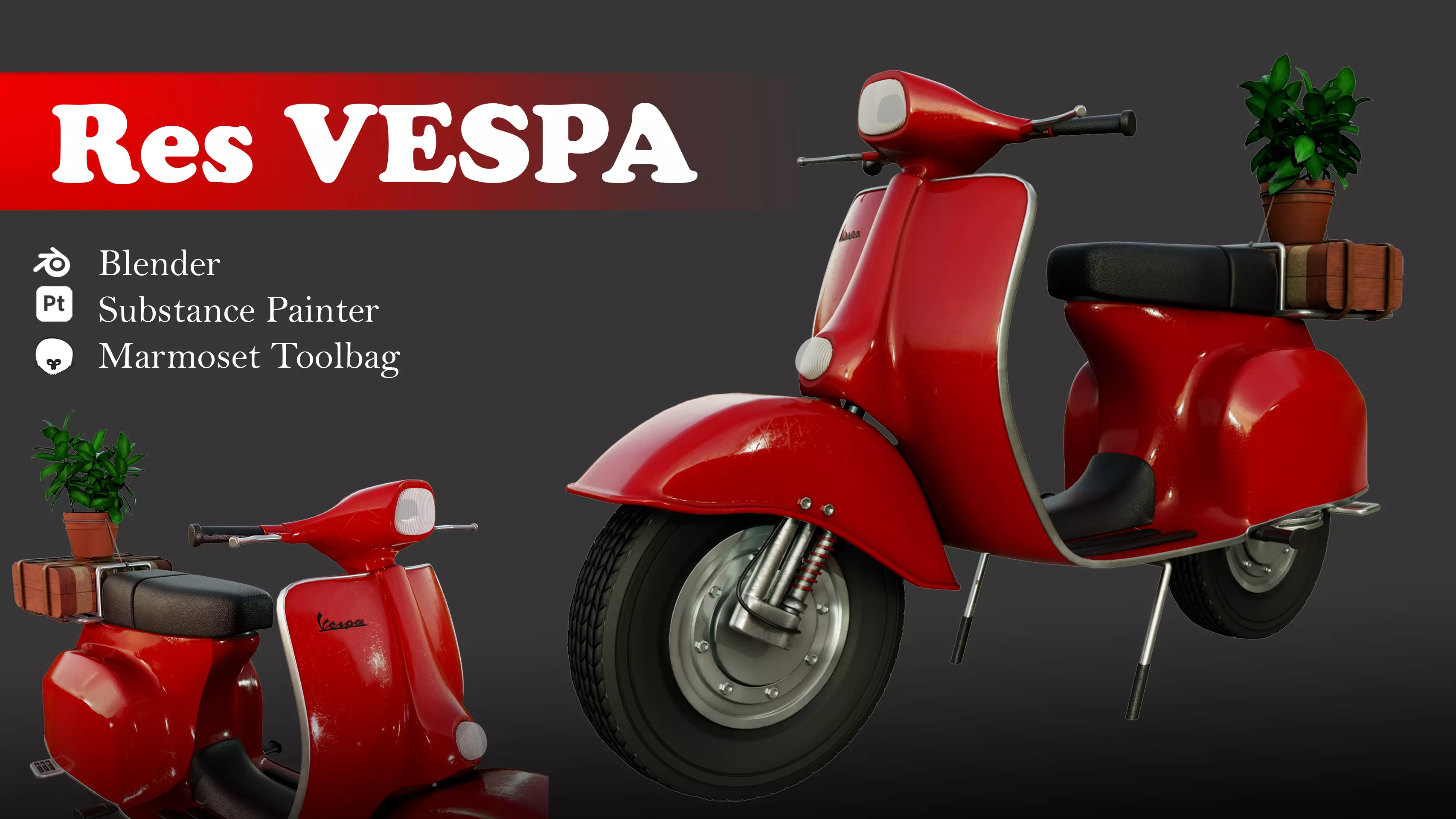 Red Vespa 3D model_0