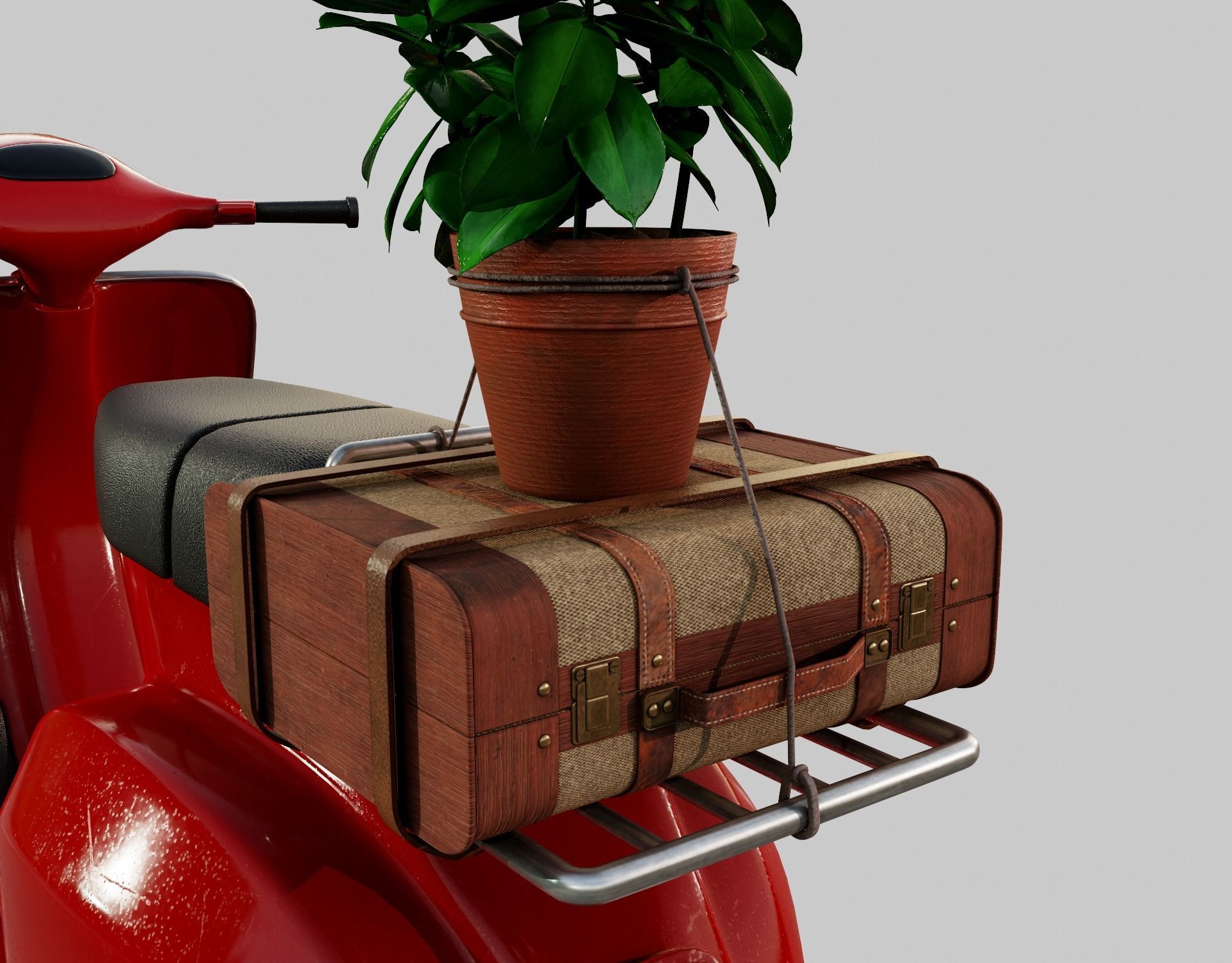 Red Vespa 3D model_6