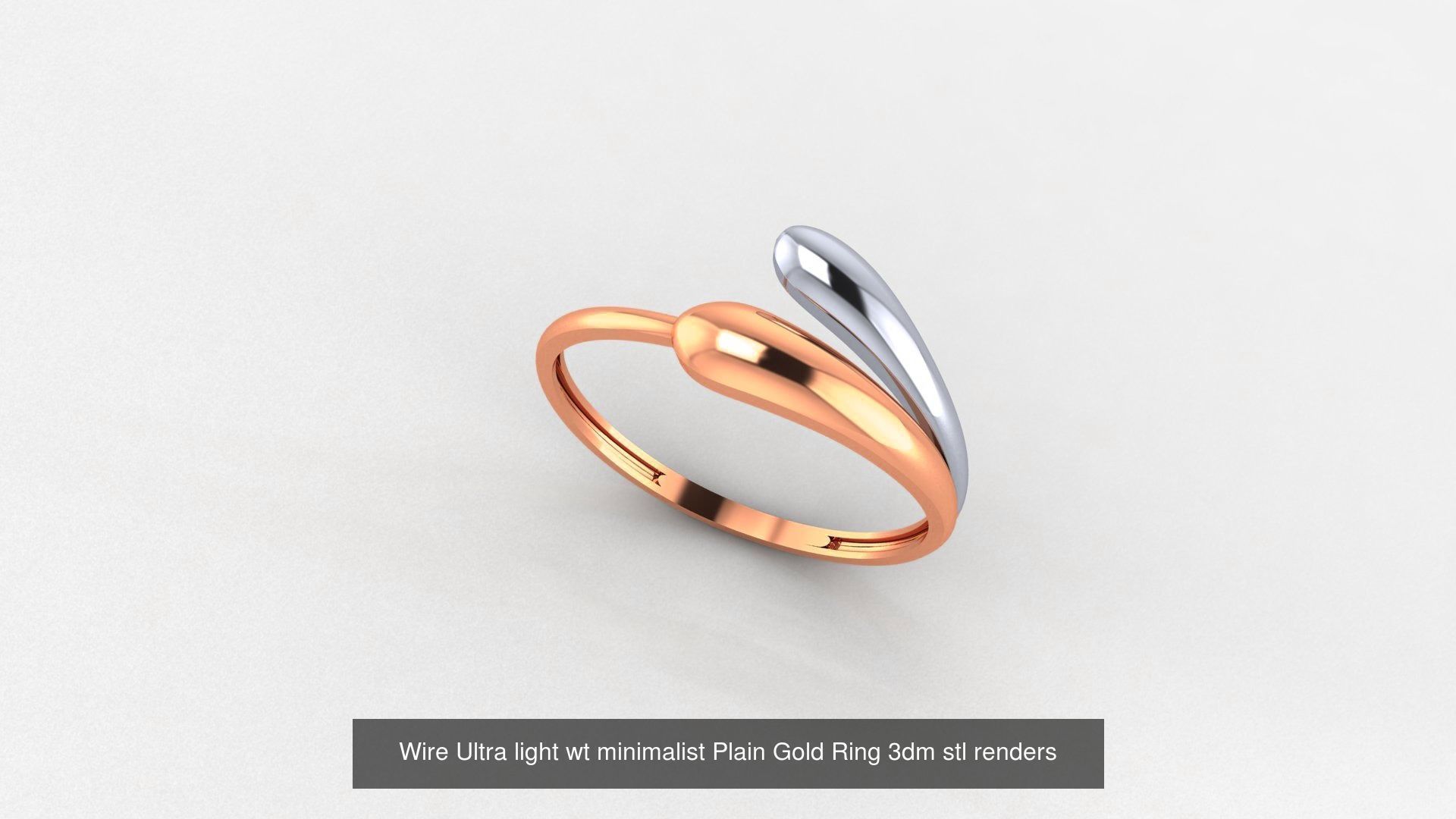 29 Wire Ultra light wt minimalist Plain Gold Ring 3dm stl render 3D Model Collection_9