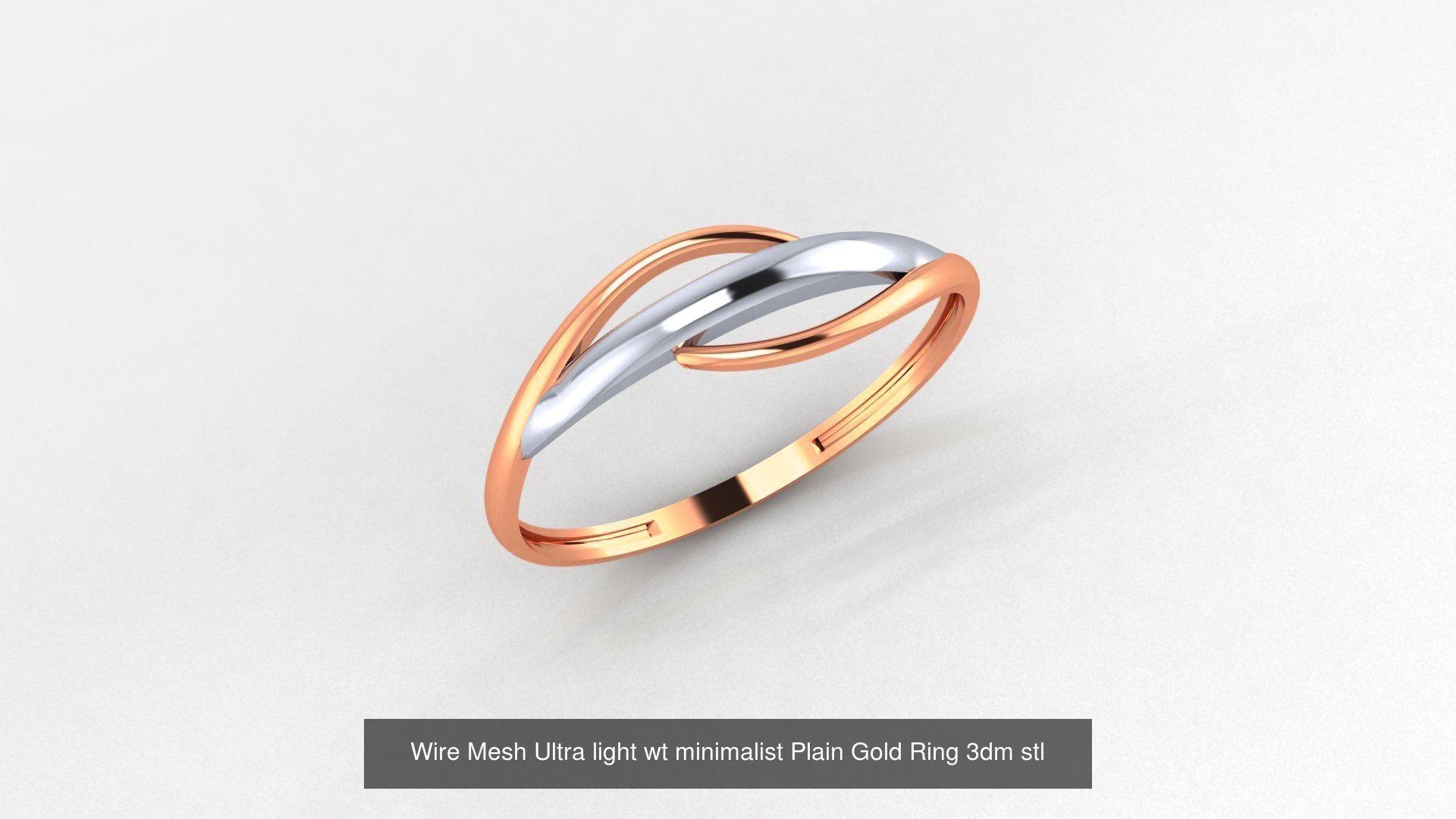 29 Wire Ultra light wt minimalist Plain Gold Ring 3dm stl render 3D Model Collection_6