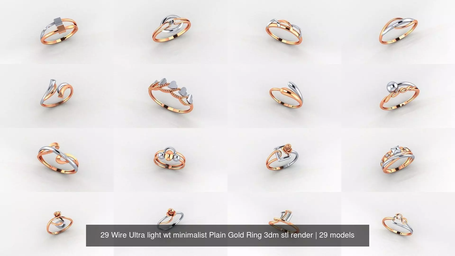 29 Wire Ultra light wt minimalist Plain Gold Ring 3dm stl render 3D Model Collection_0