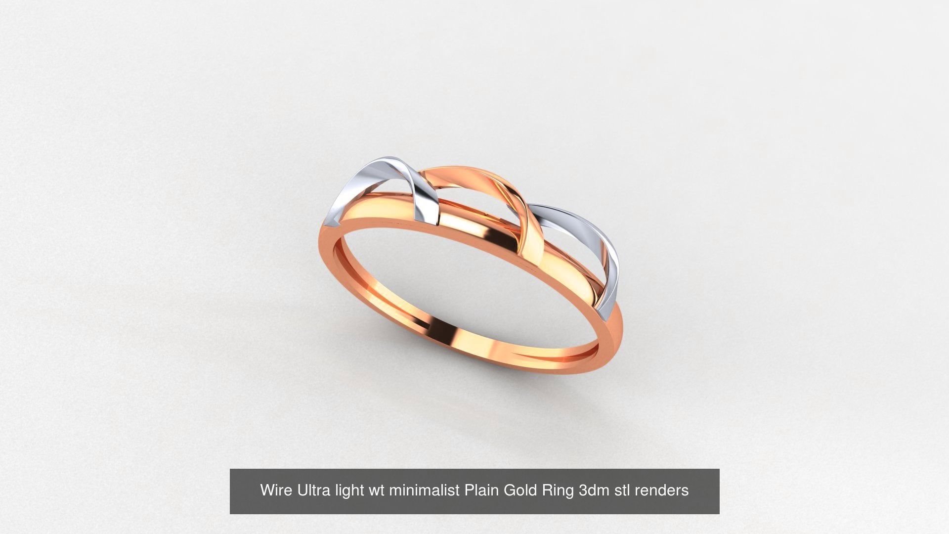 29 Wire Ultra light wt minimalist Plain Gold Ring 3dm stl render 3D Model Collection_5