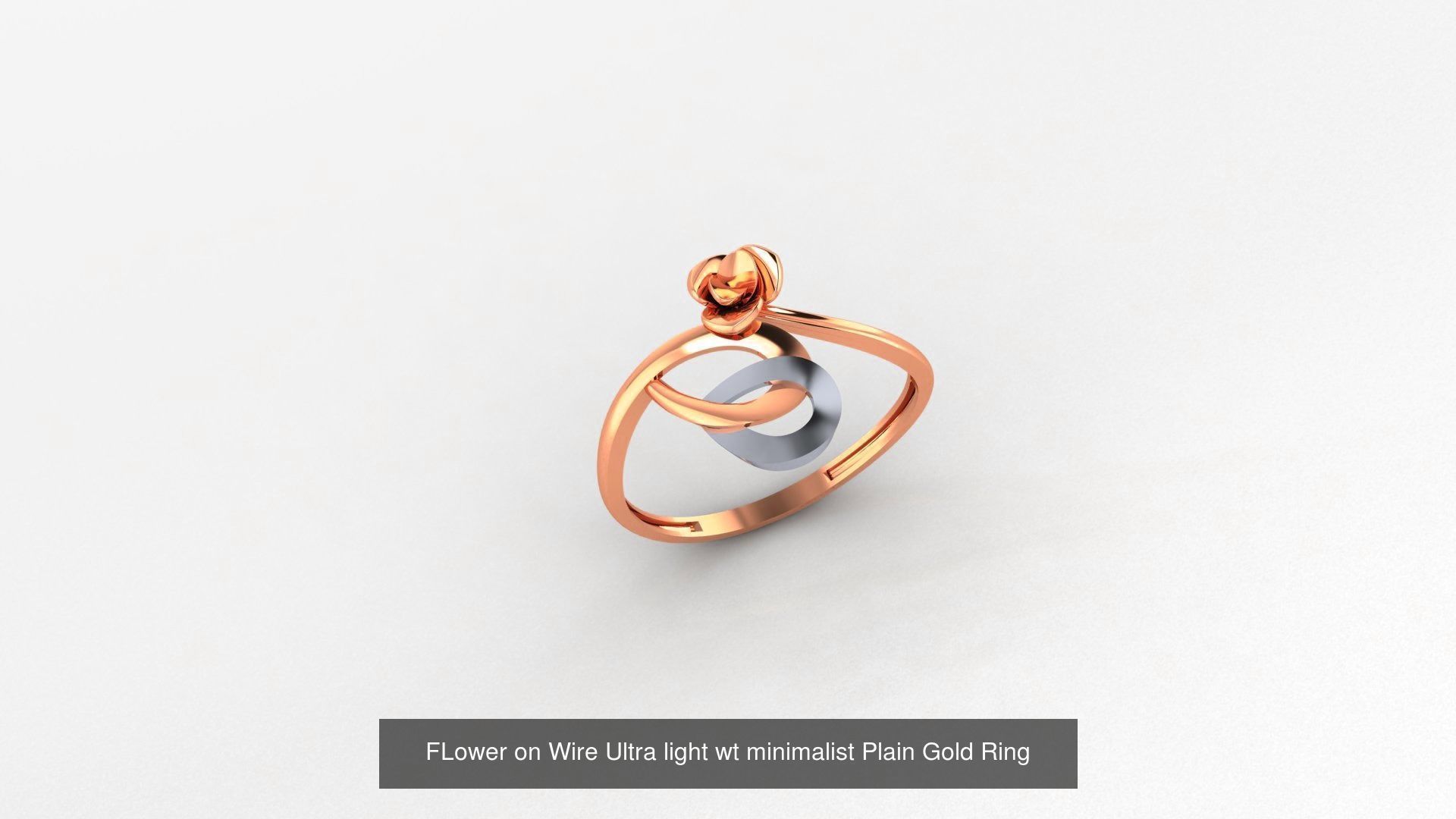 29 Wire Ultra light wt minimalist Plain Gold Ring 3dm stl render 3D Model Collection_15