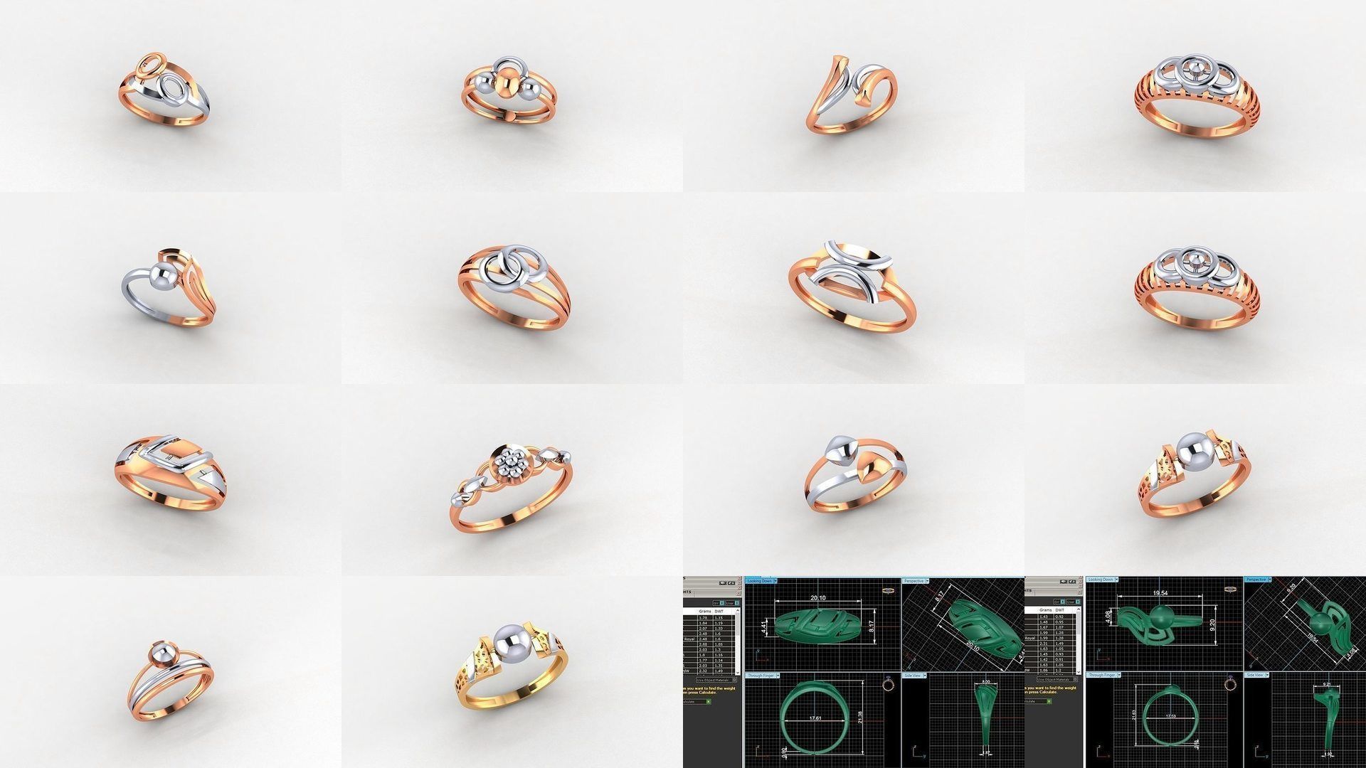 29 Wire Ultra light wt minimalist Plain Gold Ring 3dm stl render 3D Model Collection_1