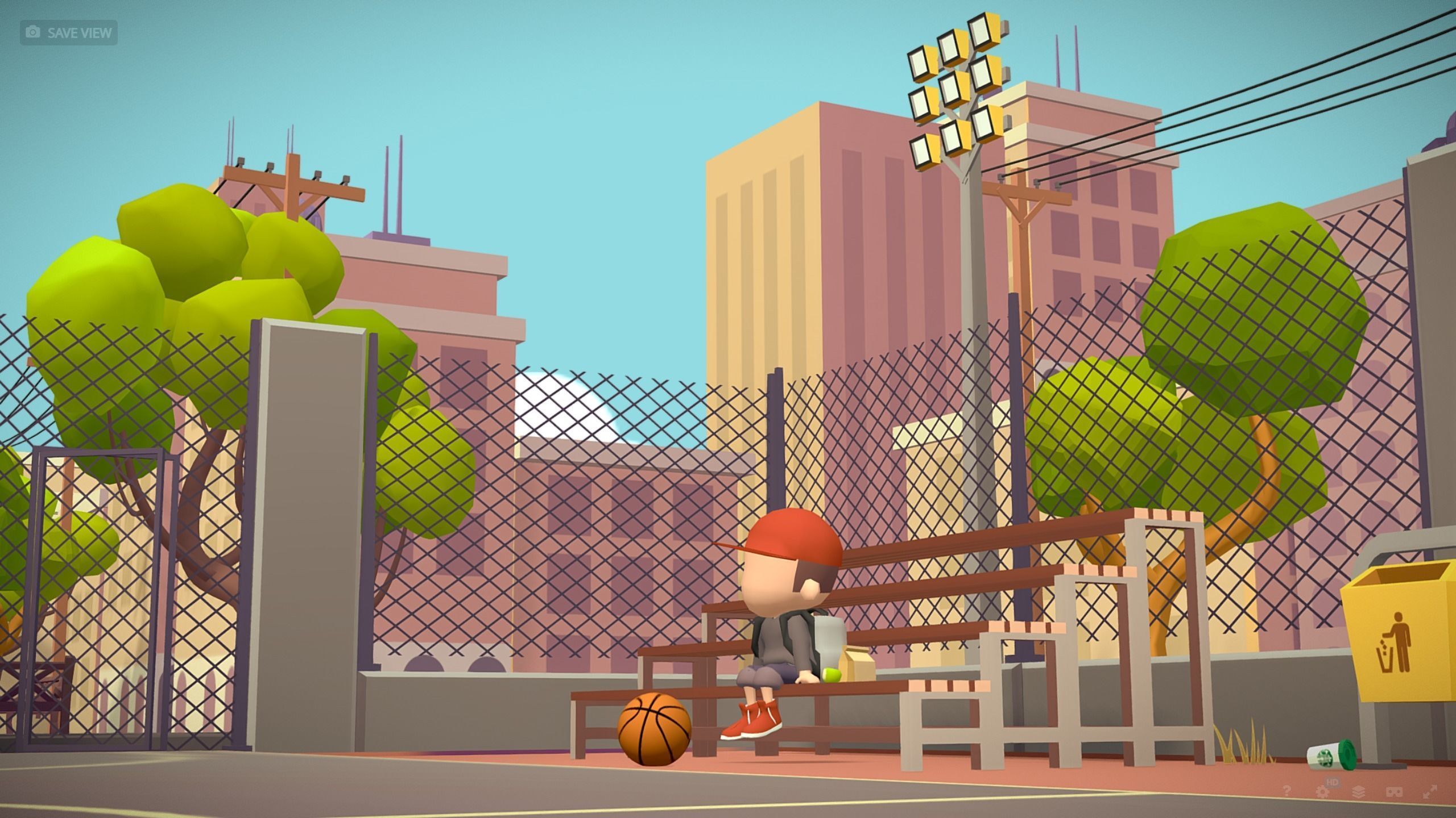 Basketball playground game asset lowpoly city stylized Low-poly 3D model_5