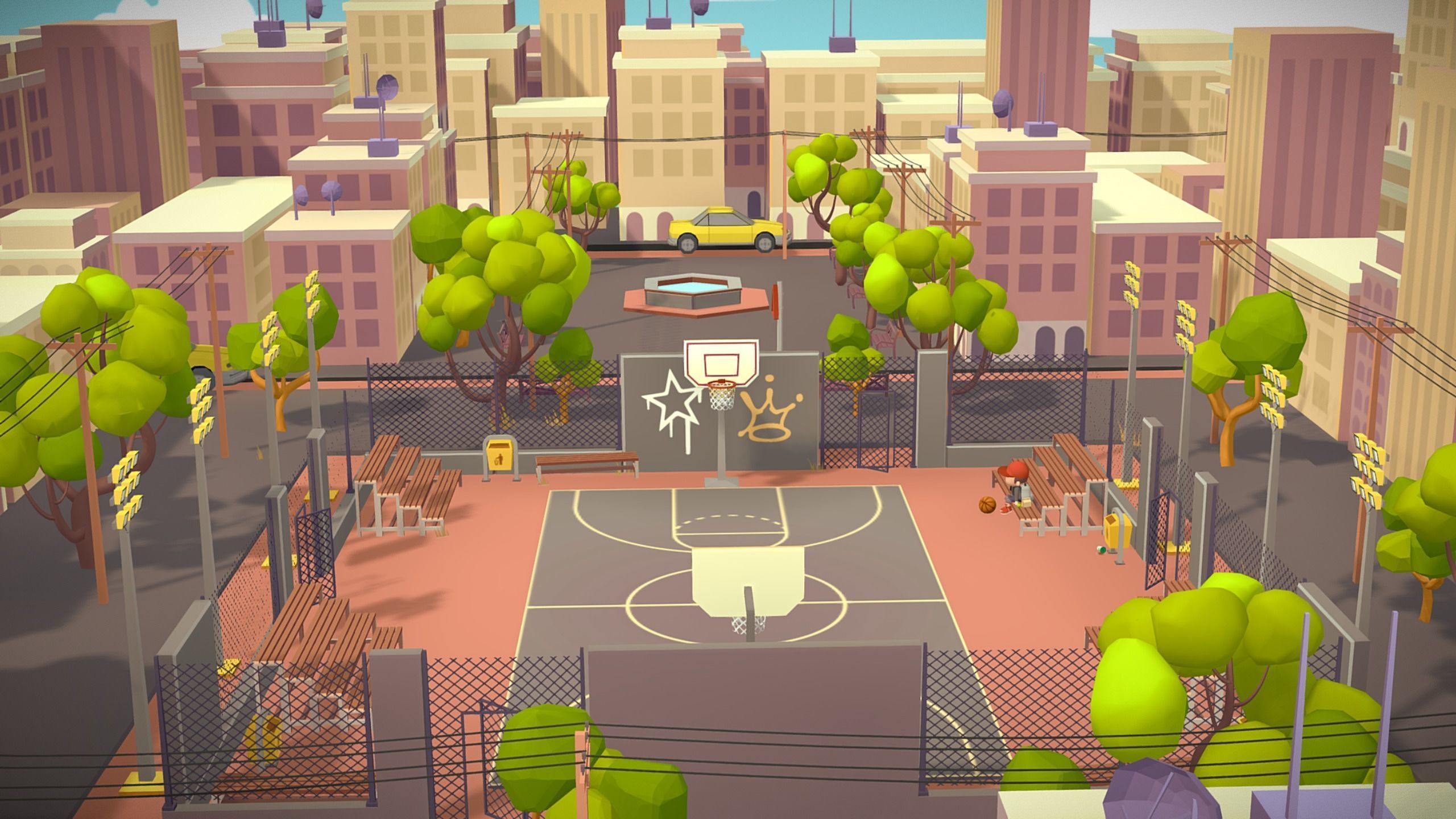 Basketball playground game asset lowpoly city stylized Low-poly 3D model_3