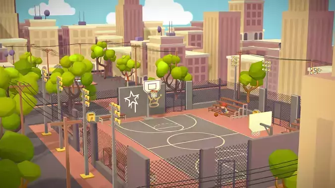 Basketball playground game asset lowpoly city stylized Low-poly 3D model