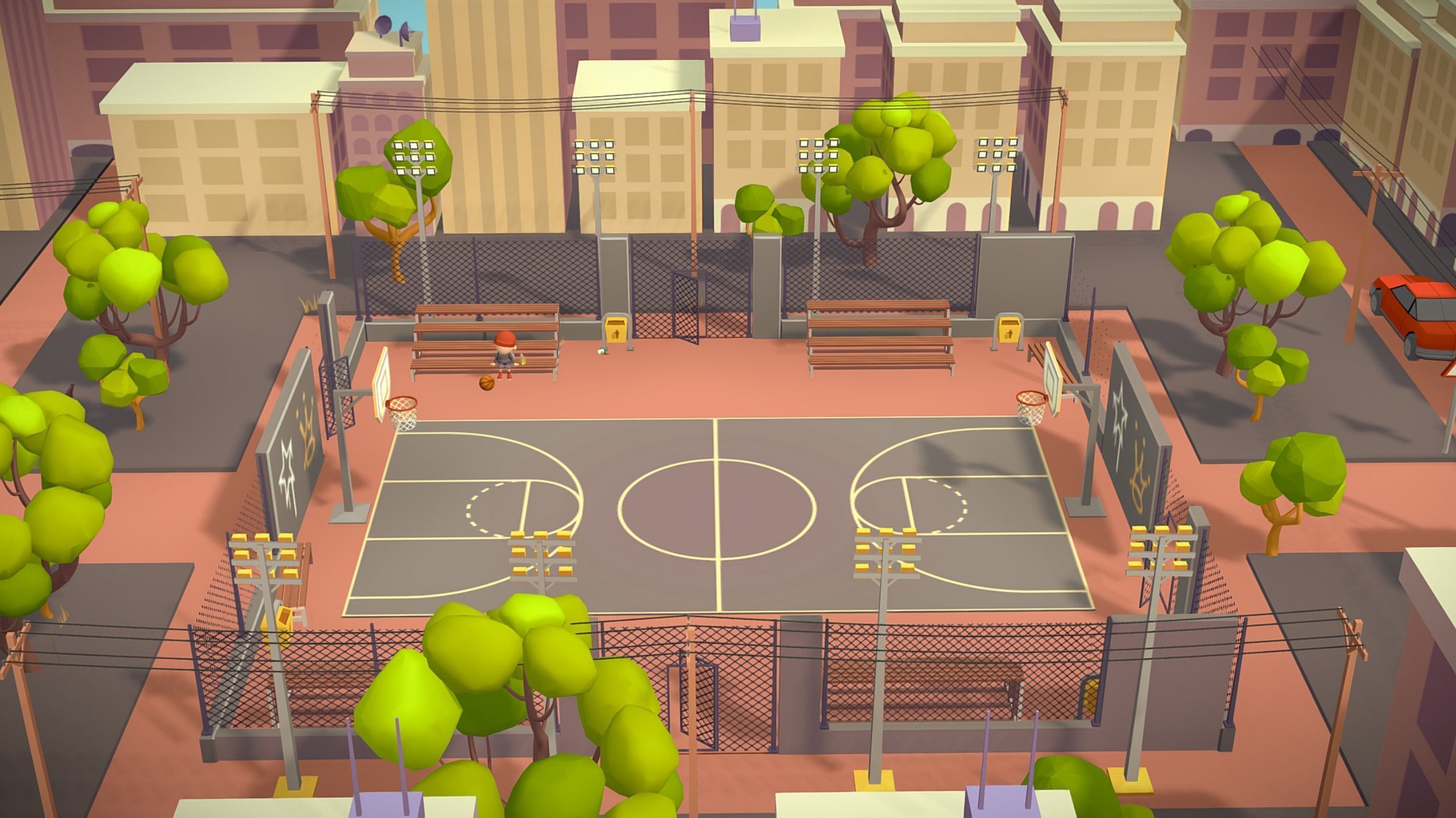Basketball playground game asset lowpoly city stylized Low-poly 3D model_2