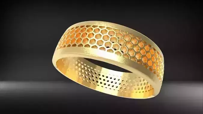 Honeycomb ring round Texture Pattern Band Jewelry