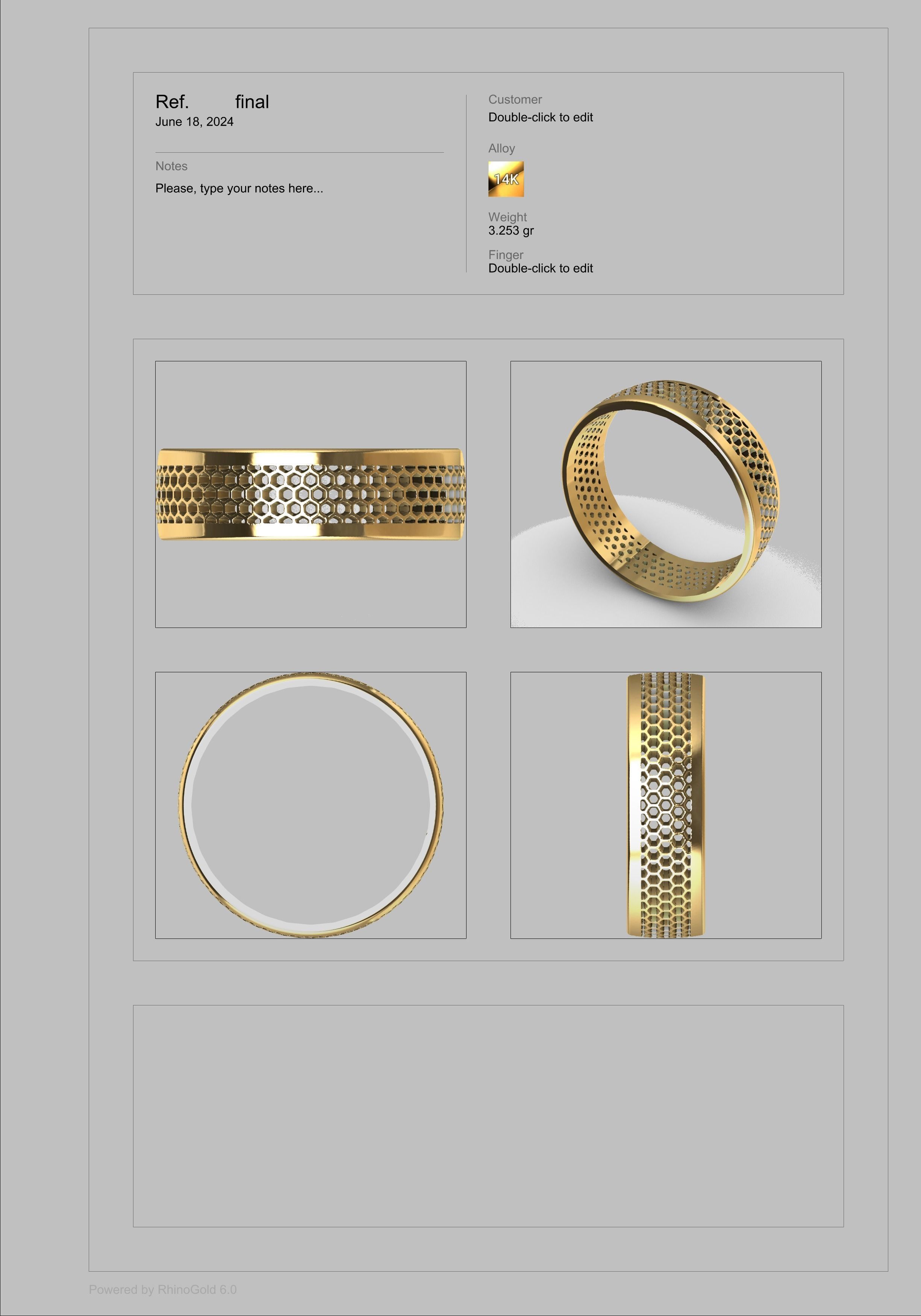 Honeycomb ring round Texture Pattern Band Jewelry 3D print model_16