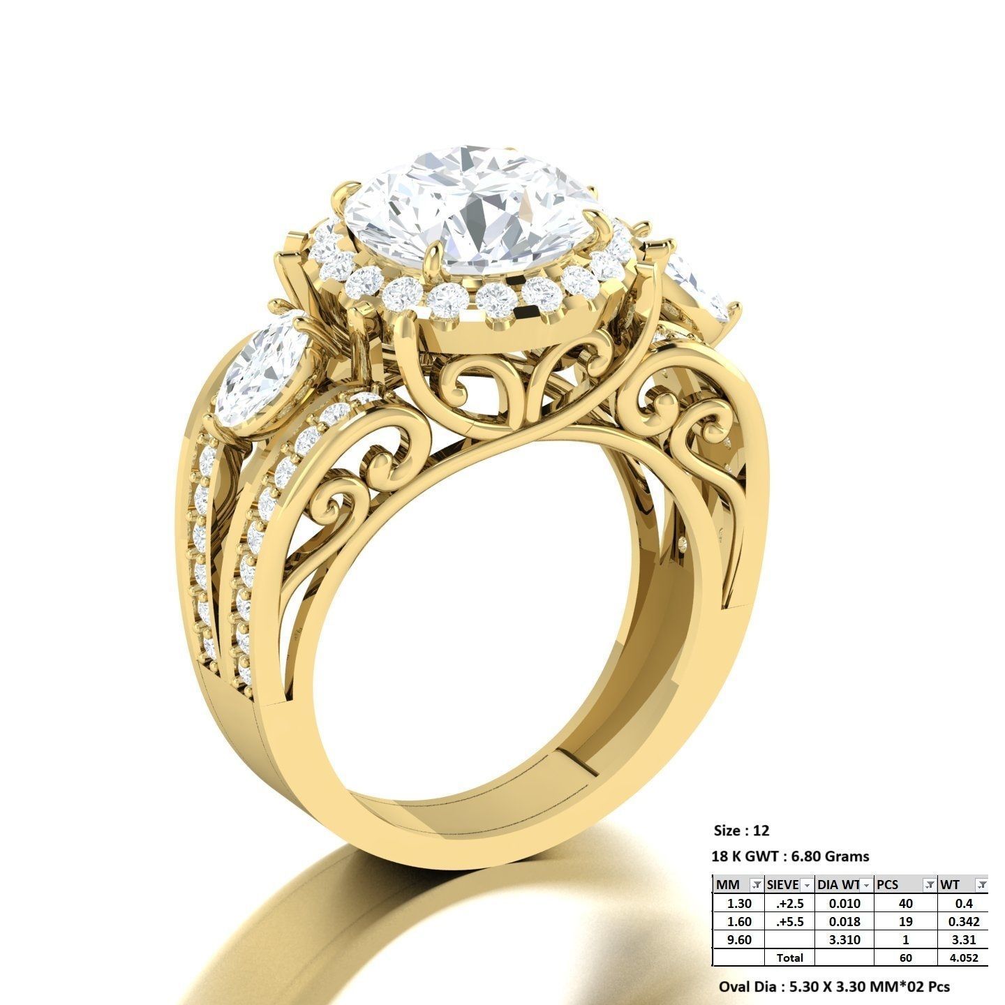 Diamond Wedding Ring  3D print model_1