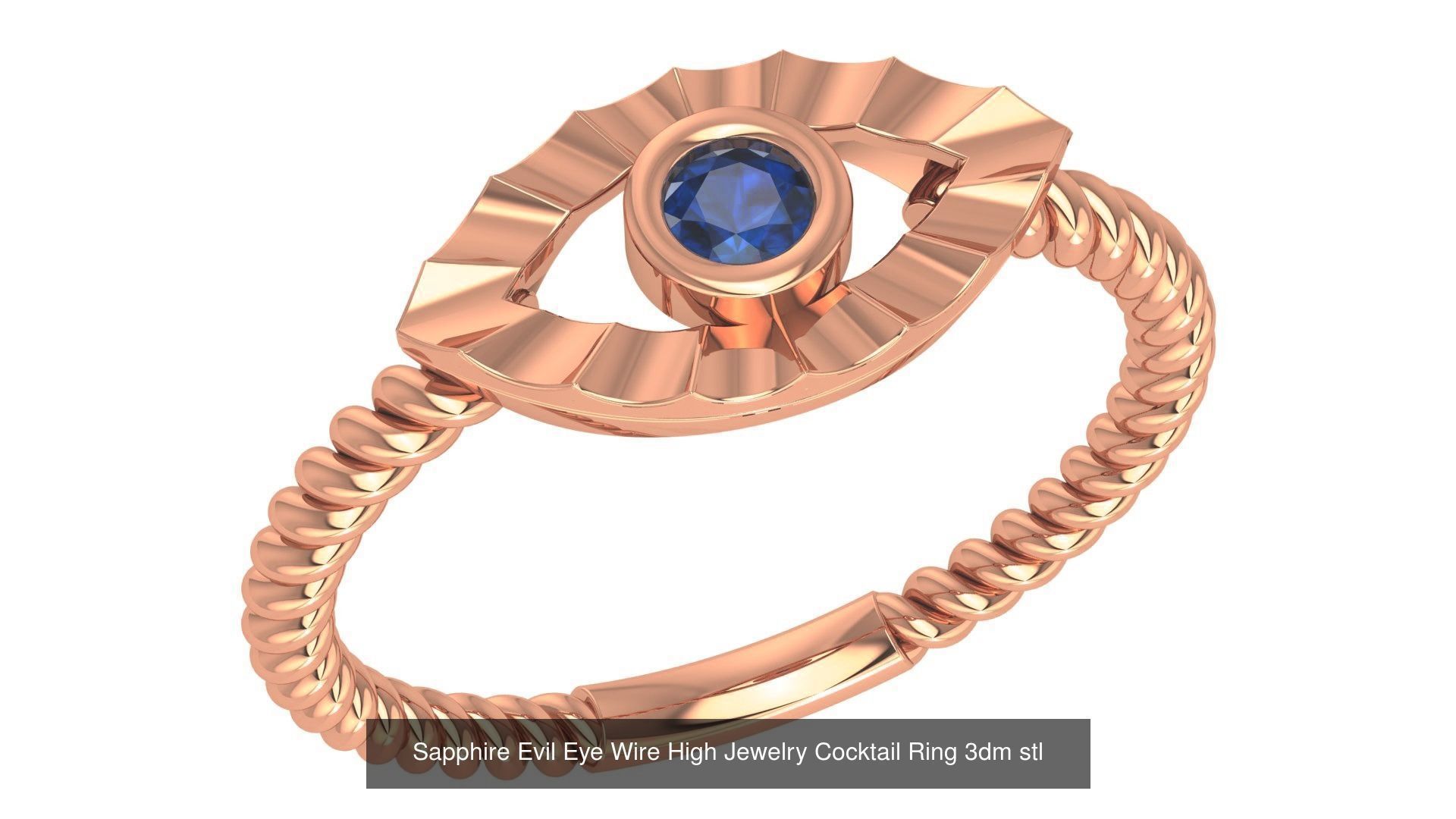 37 Blue Sapphire Gemstone Ring 3dm stl renders 3D Model Collection_16