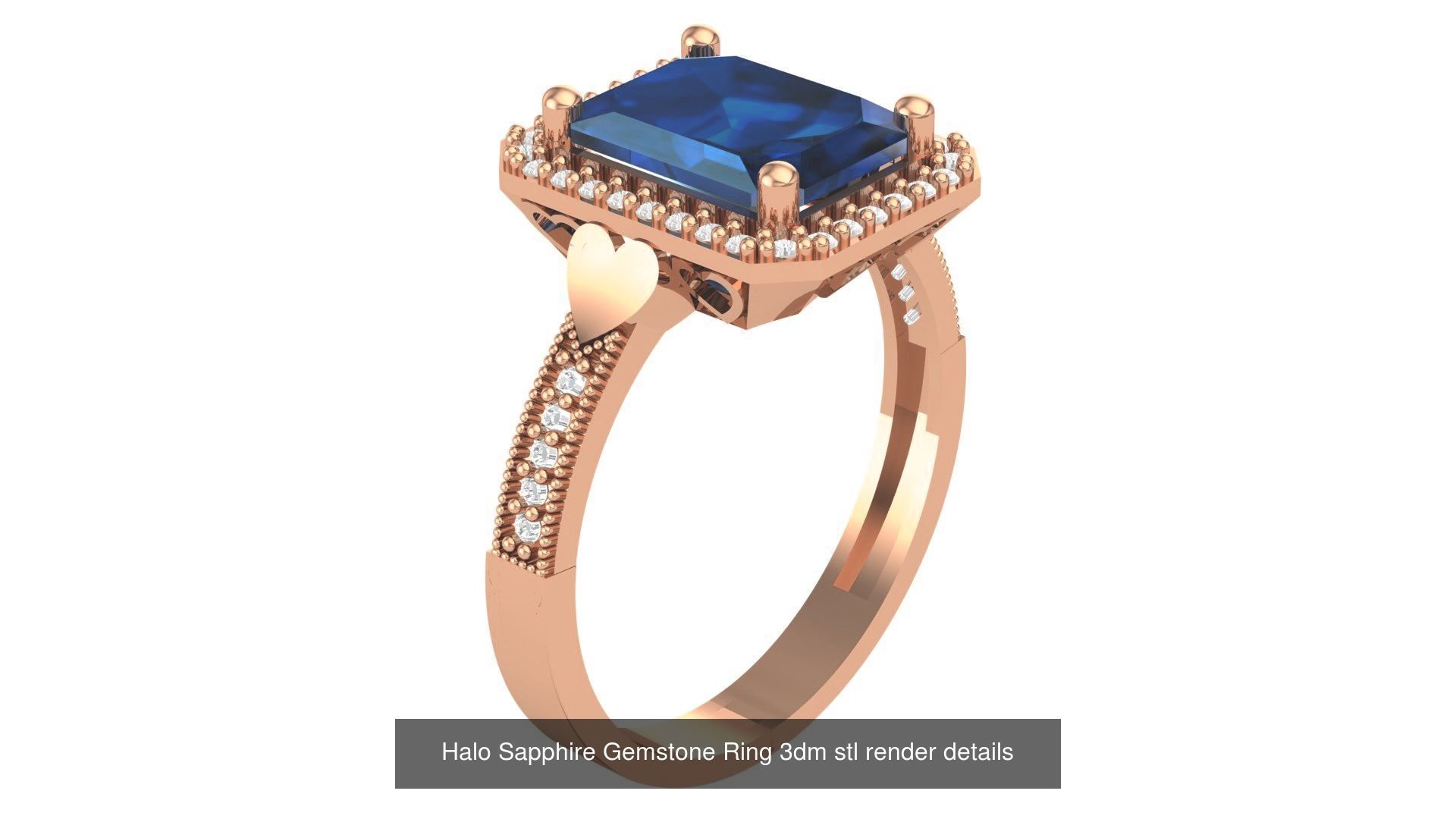 37 Blue Sapphire Gemstone Ring 3dm stl renders 3D Model Collection_31