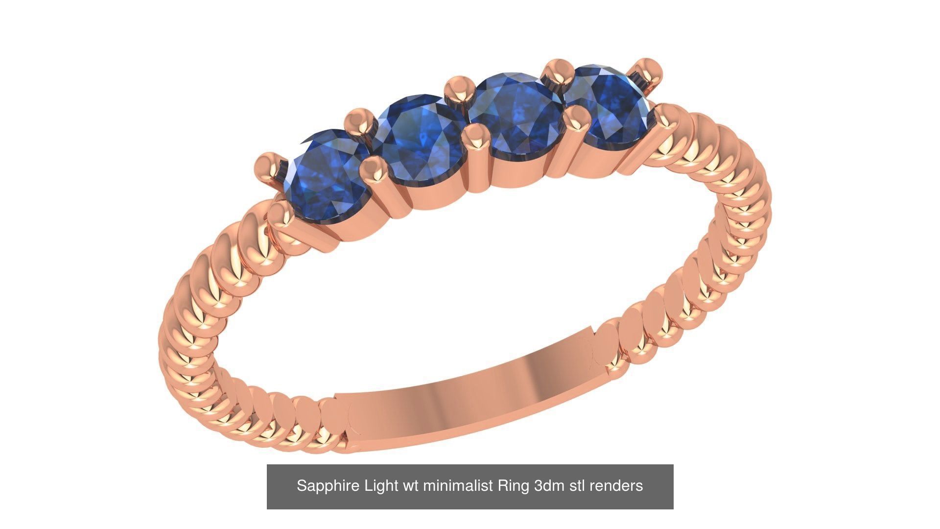 37 Blue Sapphire Gemstone Ring 3dm stl renders 3D Model Collection_18