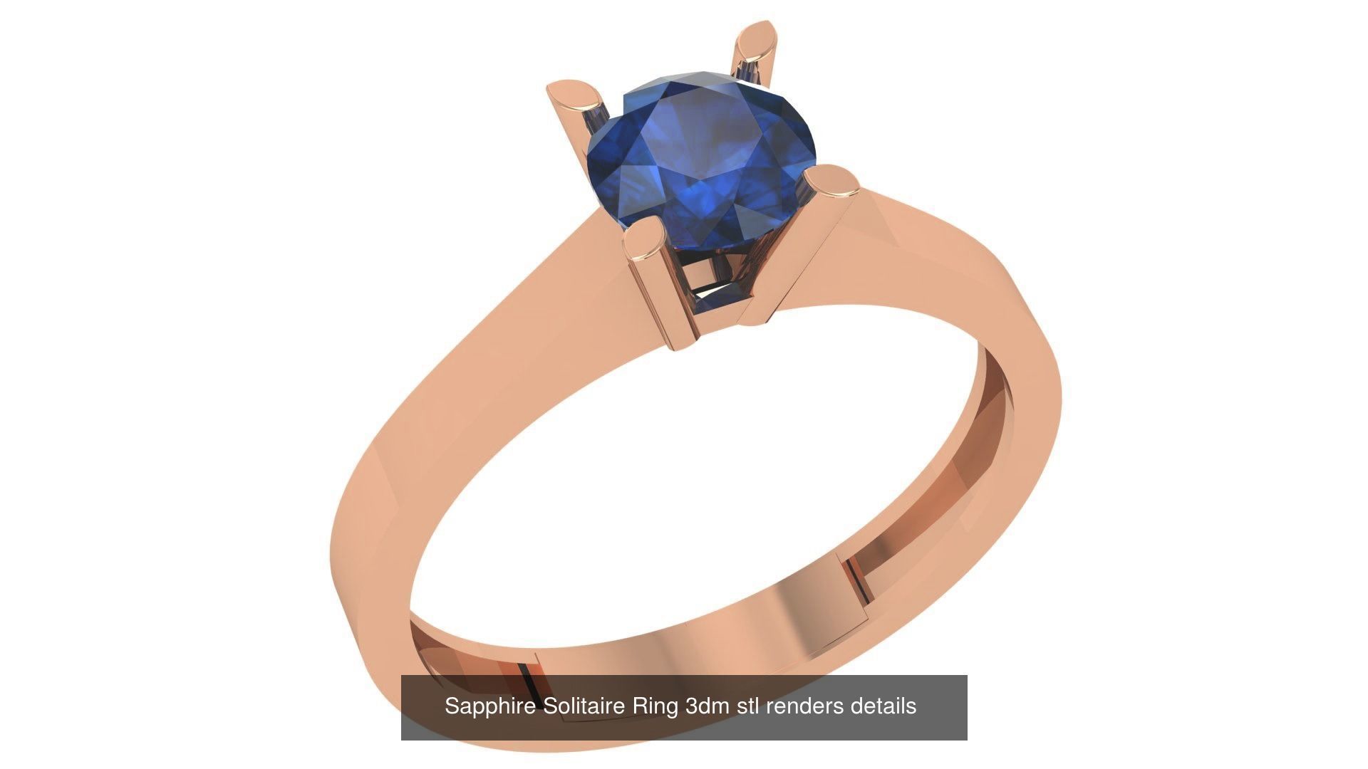 37 Blue Sapphire Gemstone Ring 3dm stl renders 3D Model Collection_10