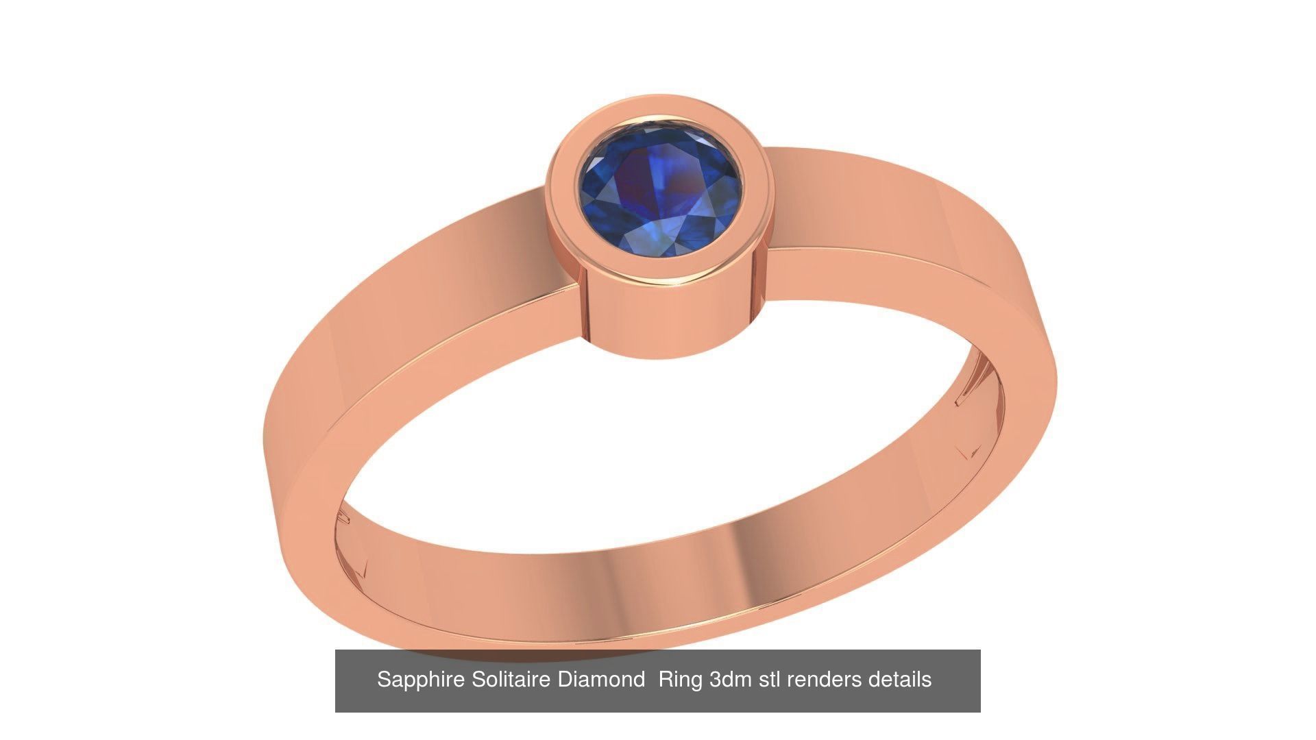 37 Blue Sapphire Gemstone Ring 3dm stl renders 3D Model Collection_12