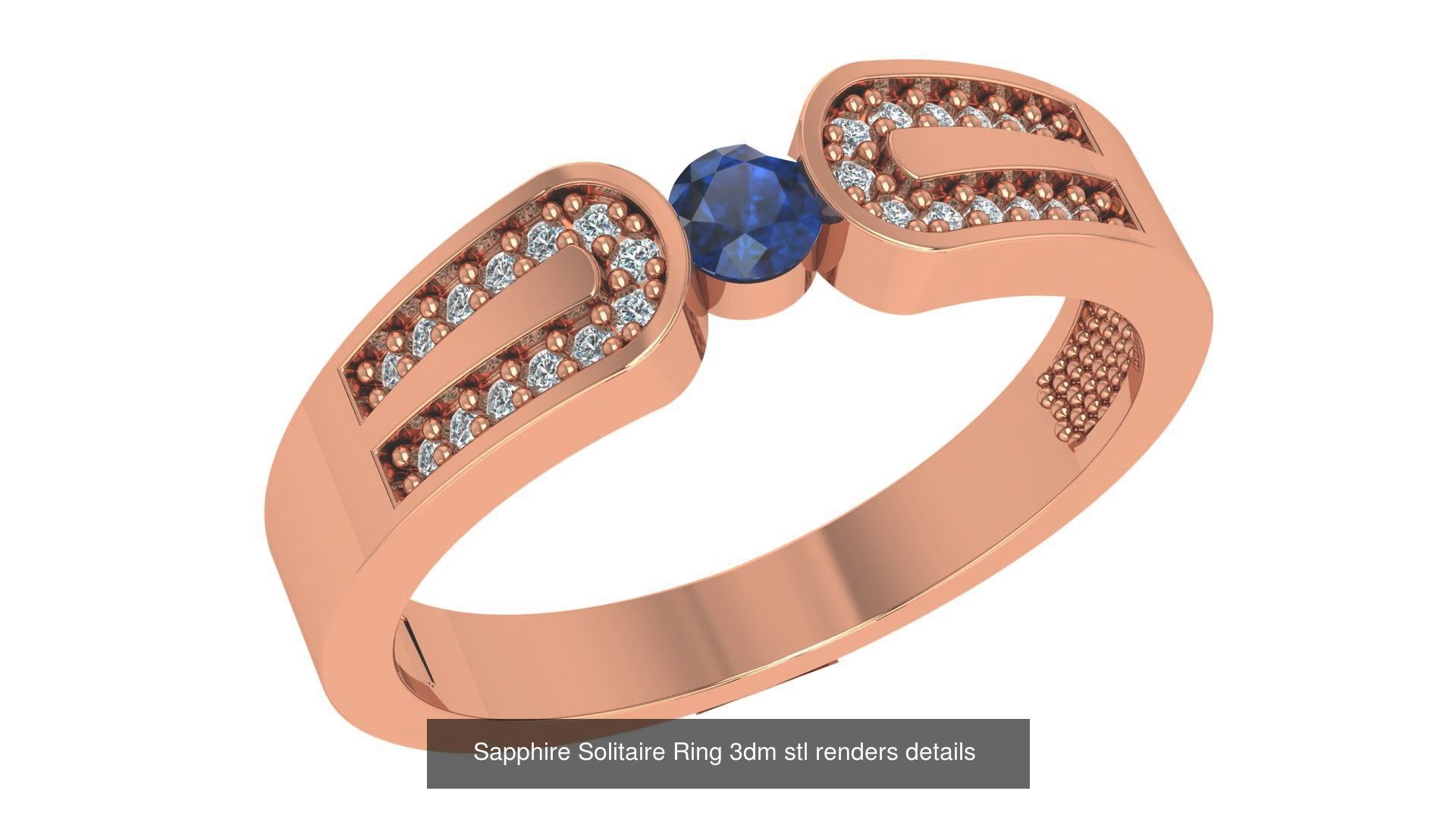37 Blue Sapphire Gemstone Ring 3dm stl renders 3D Model Collection_17