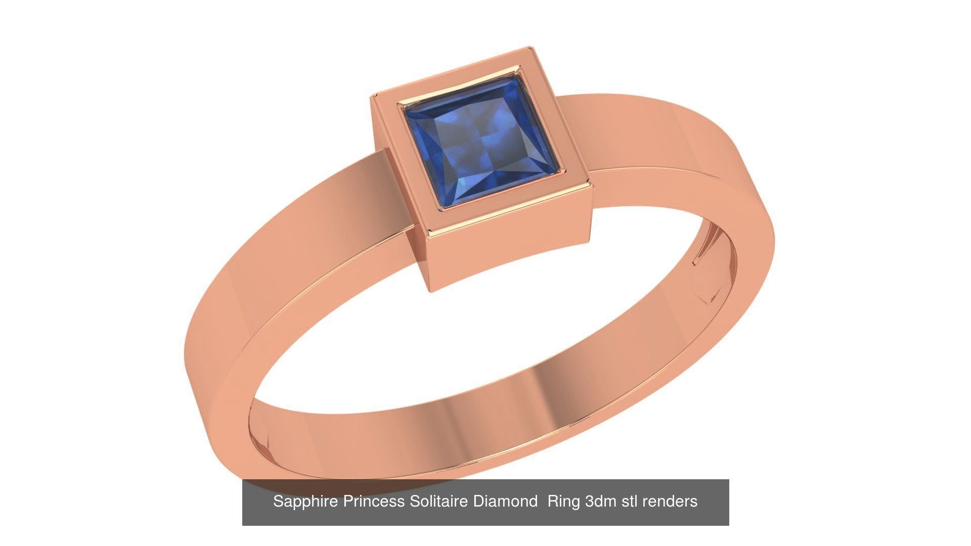 37 Blue Sapphire Gemstone Ring 3dm stl renders 3D Model Collection_22