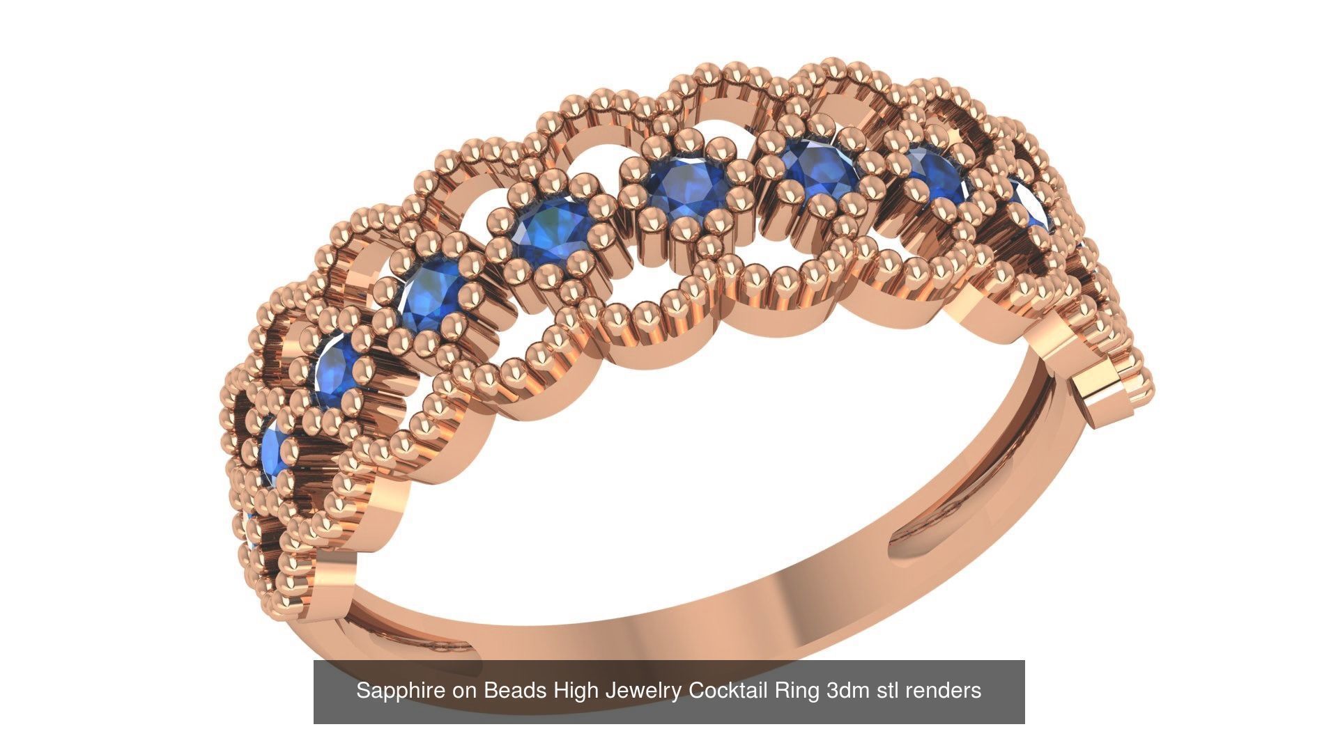 37 Blue Sapphire Gemstone Ring 3dm stl renders 3D Model Collection_11