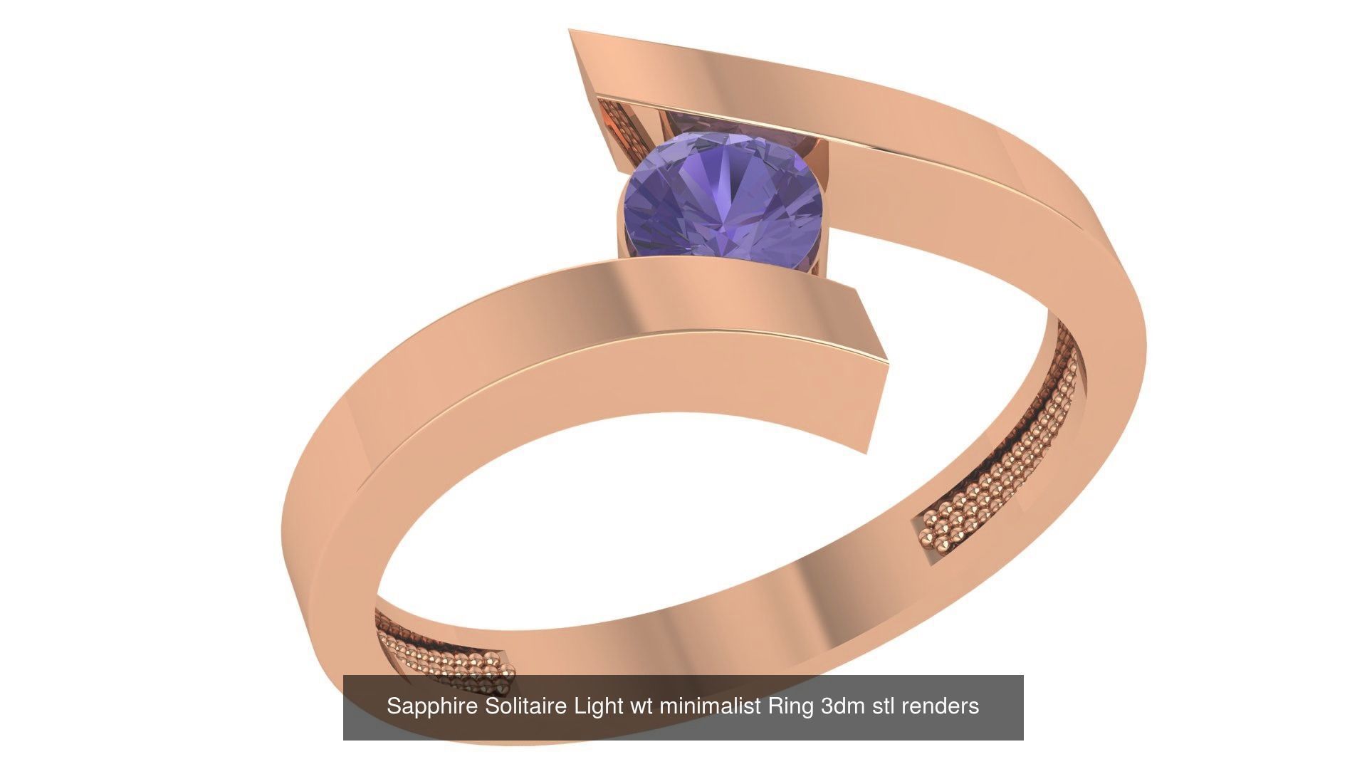 37 Blue Sapphire Gemstone Ring 3dm stl renders 3D Model Collection_8