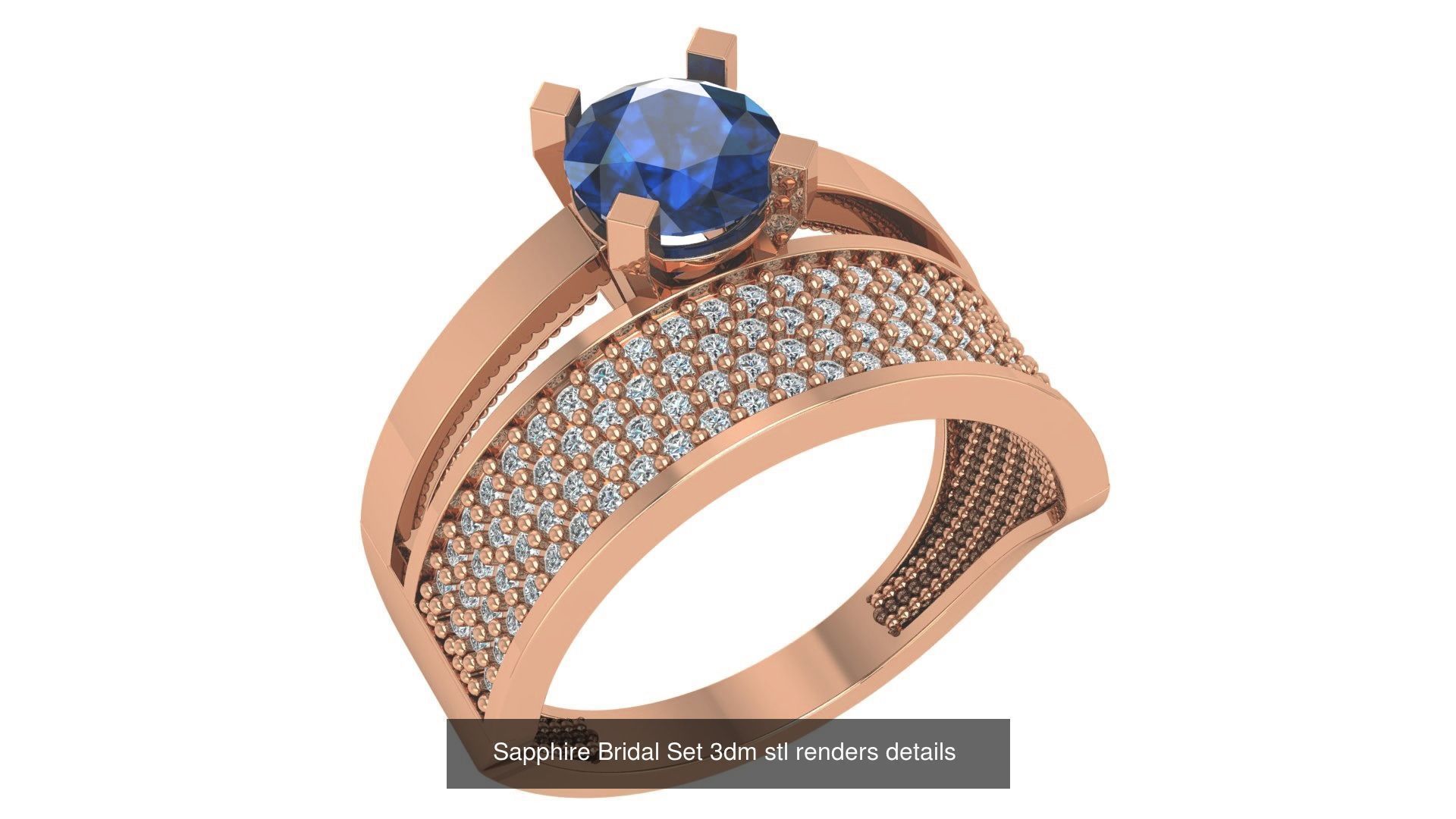 37 Blue Sapphire Gemstone Ring 3dm stl renders 3D Model Collection_38