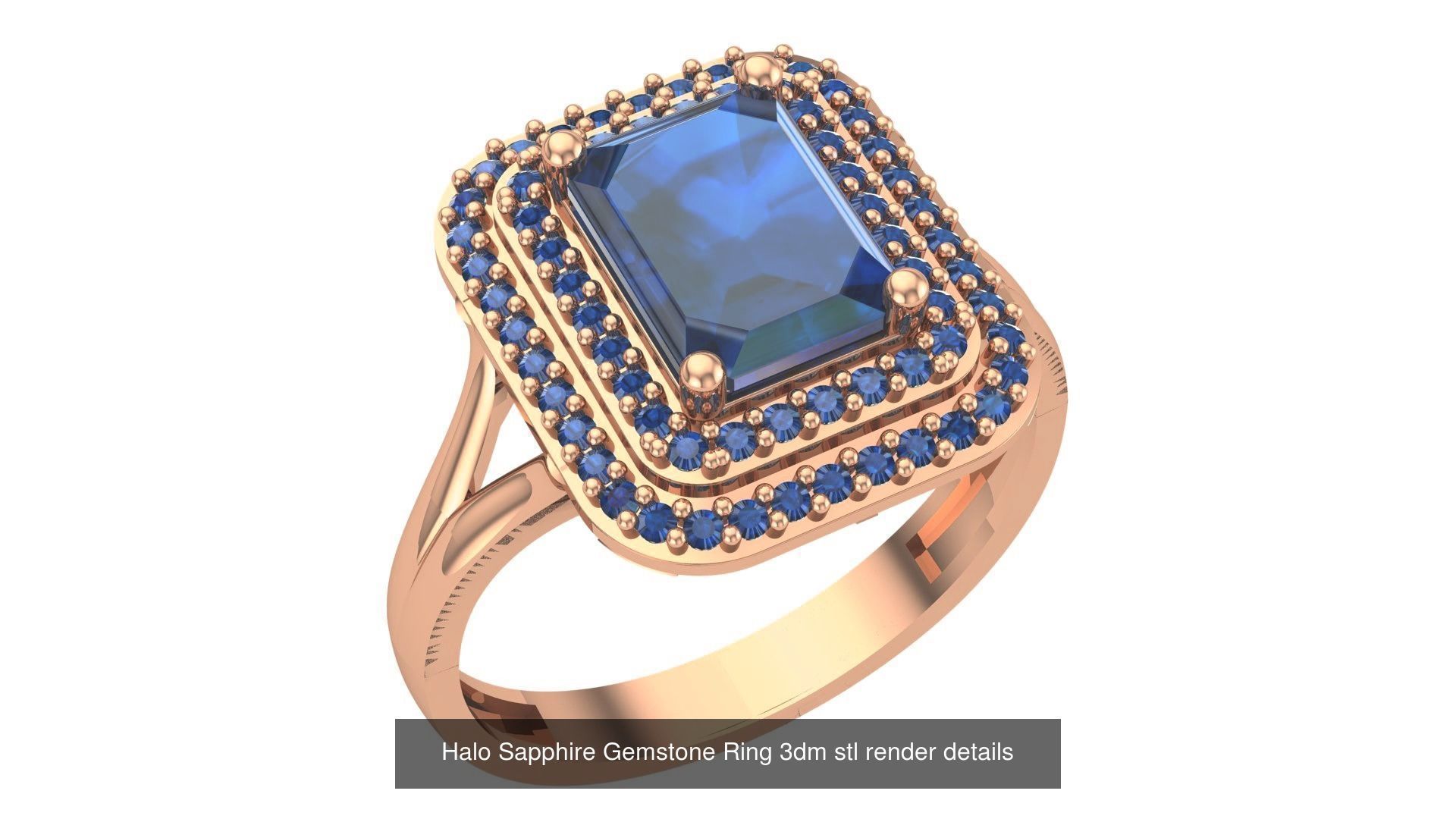 37 Blue Sapphire Gemstone Ring 3dm stl renders 3D Model Collection_32