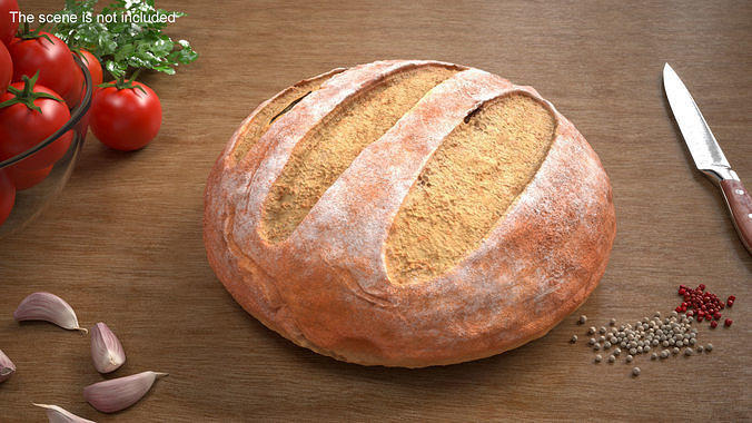 Round Loaf of Bread 3D model 2