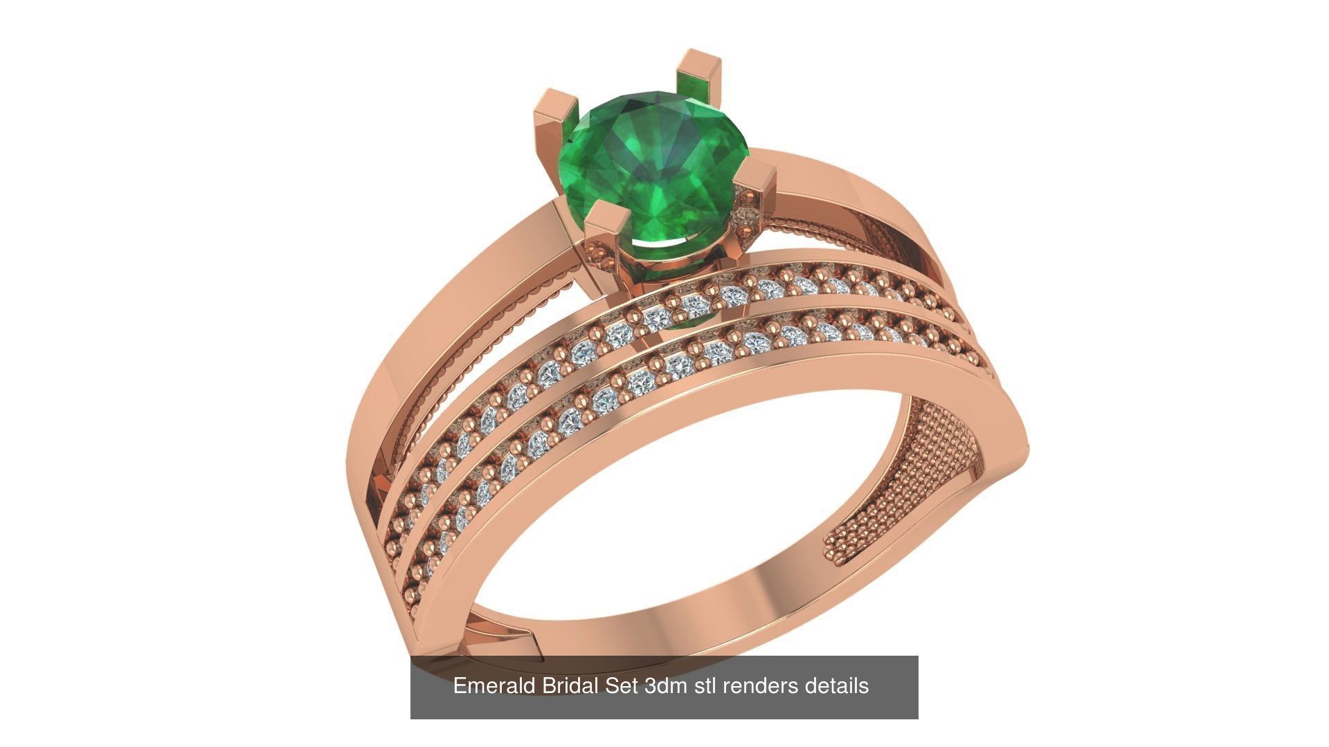 14 Emerald Gemstone Cocktail Ring 3dm stl renders details 3D Model Collection_13