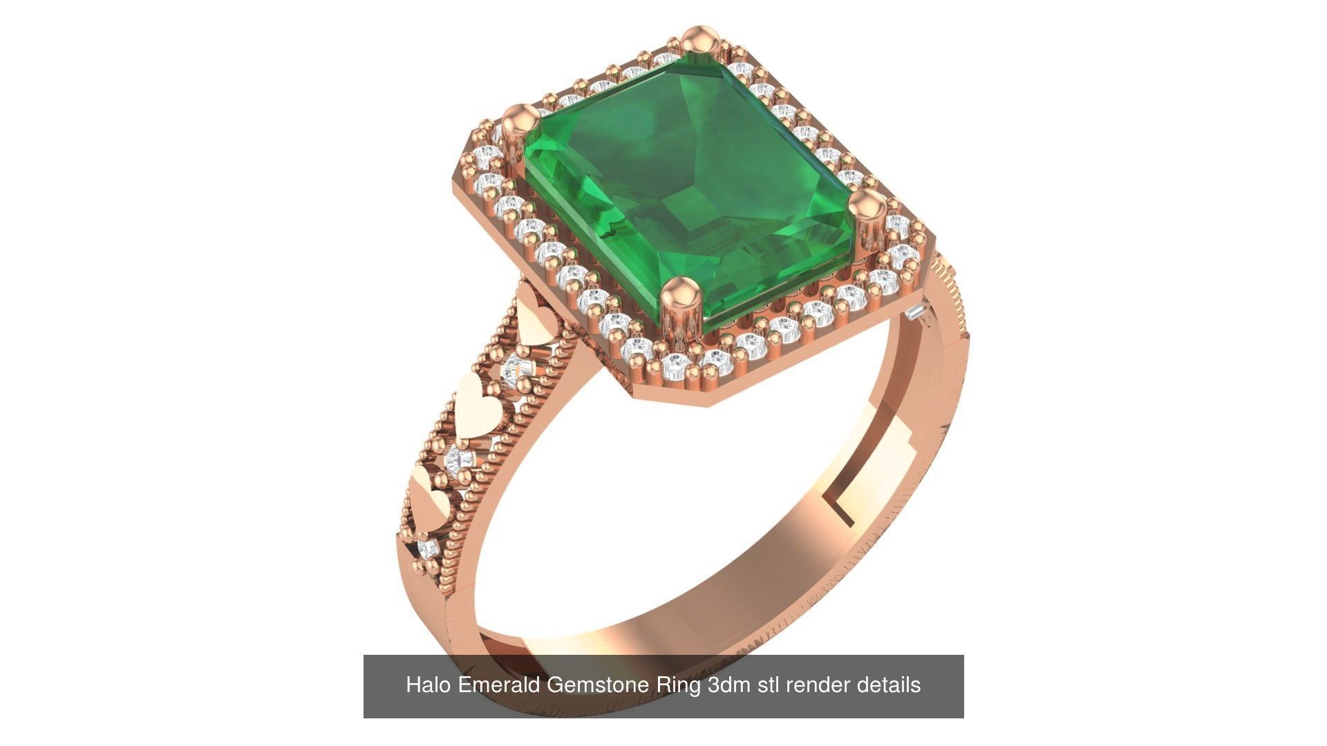 14 Emerald Gemstone Cocktail Ring 3dm stl renders details 3D Model Collection_7