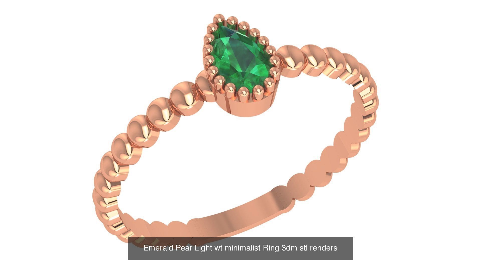 14 Emerald Gemstone Cocktail Ring 3dm stl renders details 3D Model Collection_6