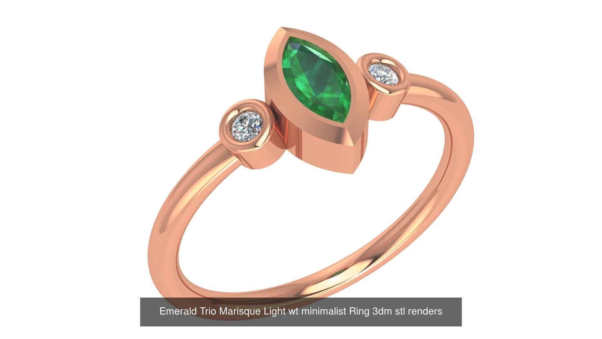 14 Emerald Gemstone Cocktail Ring 3dm stl renders details 3D Model Collection_4