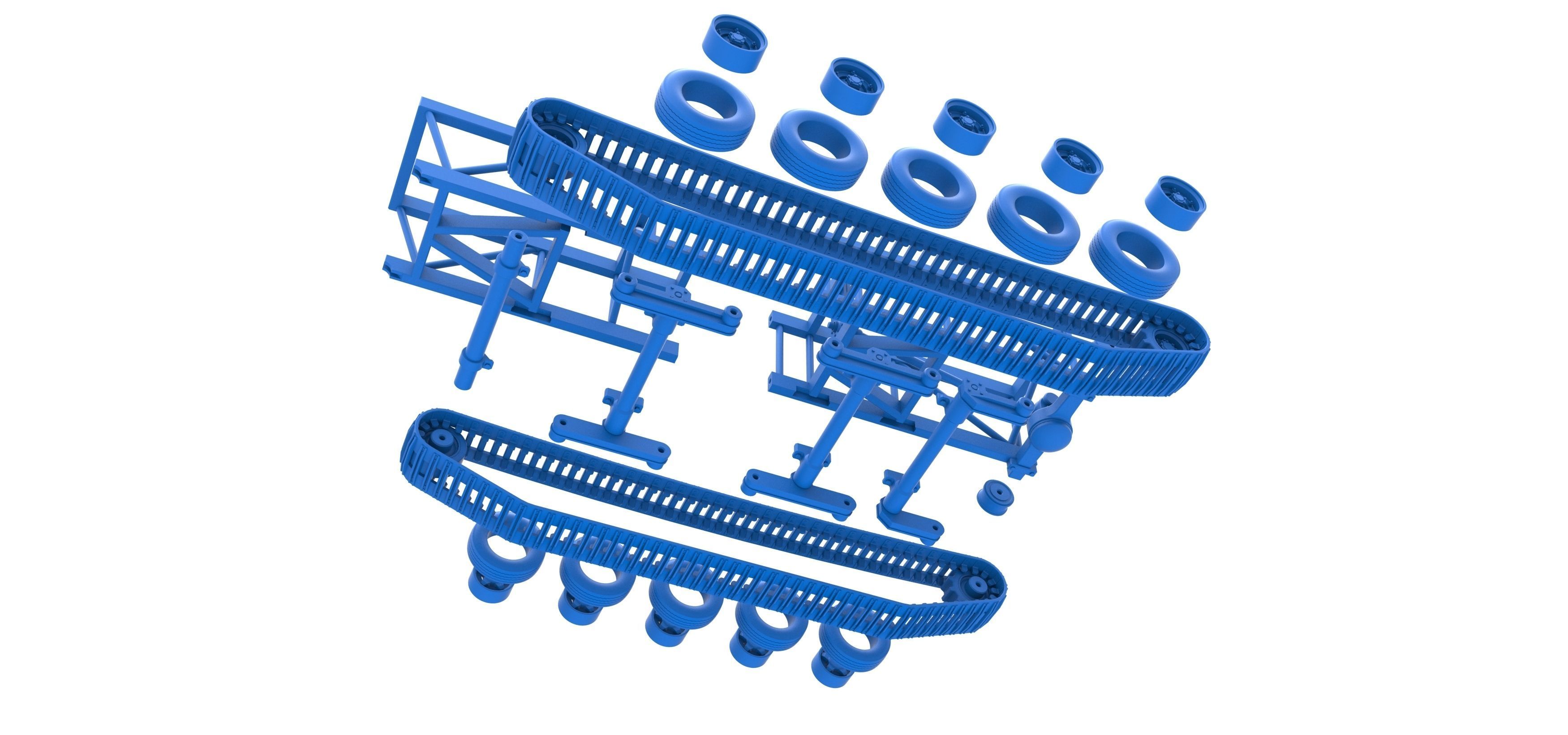 Chassis of Redneck Rave Mud truck on tracks Scale 1 to 25 3D print model_36