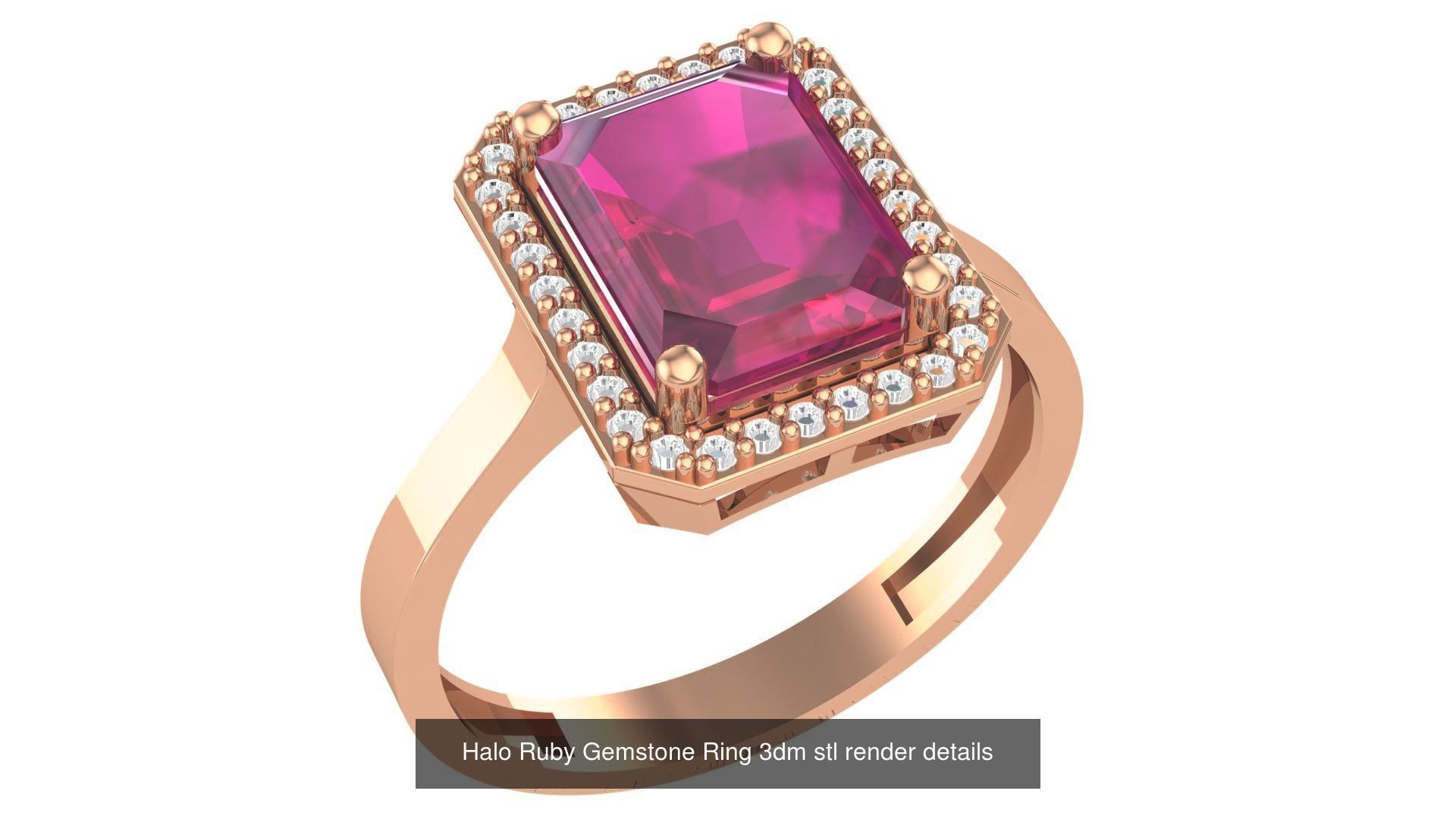 20 Ruby Gemstone Ring 3dm stl render details 3D Model Collection_15